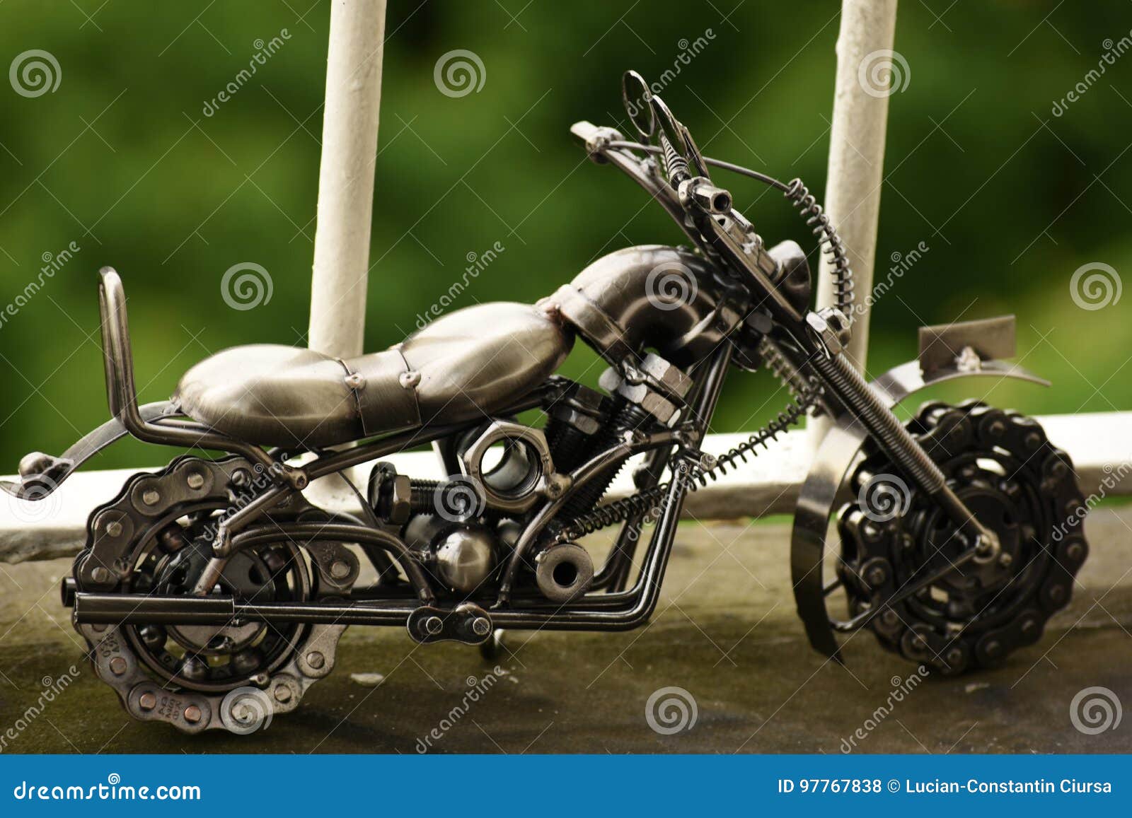 Handmade motorcycle stock photo. Image of machine, green 97767838