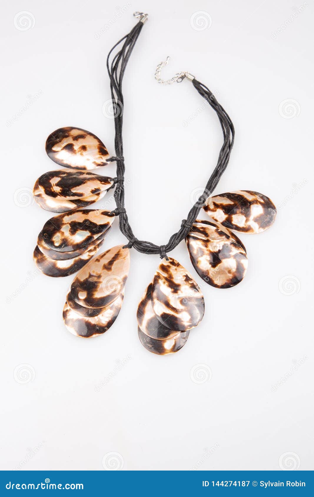 Handmade Necklace Made with Sea Shells on White Background Stock Image