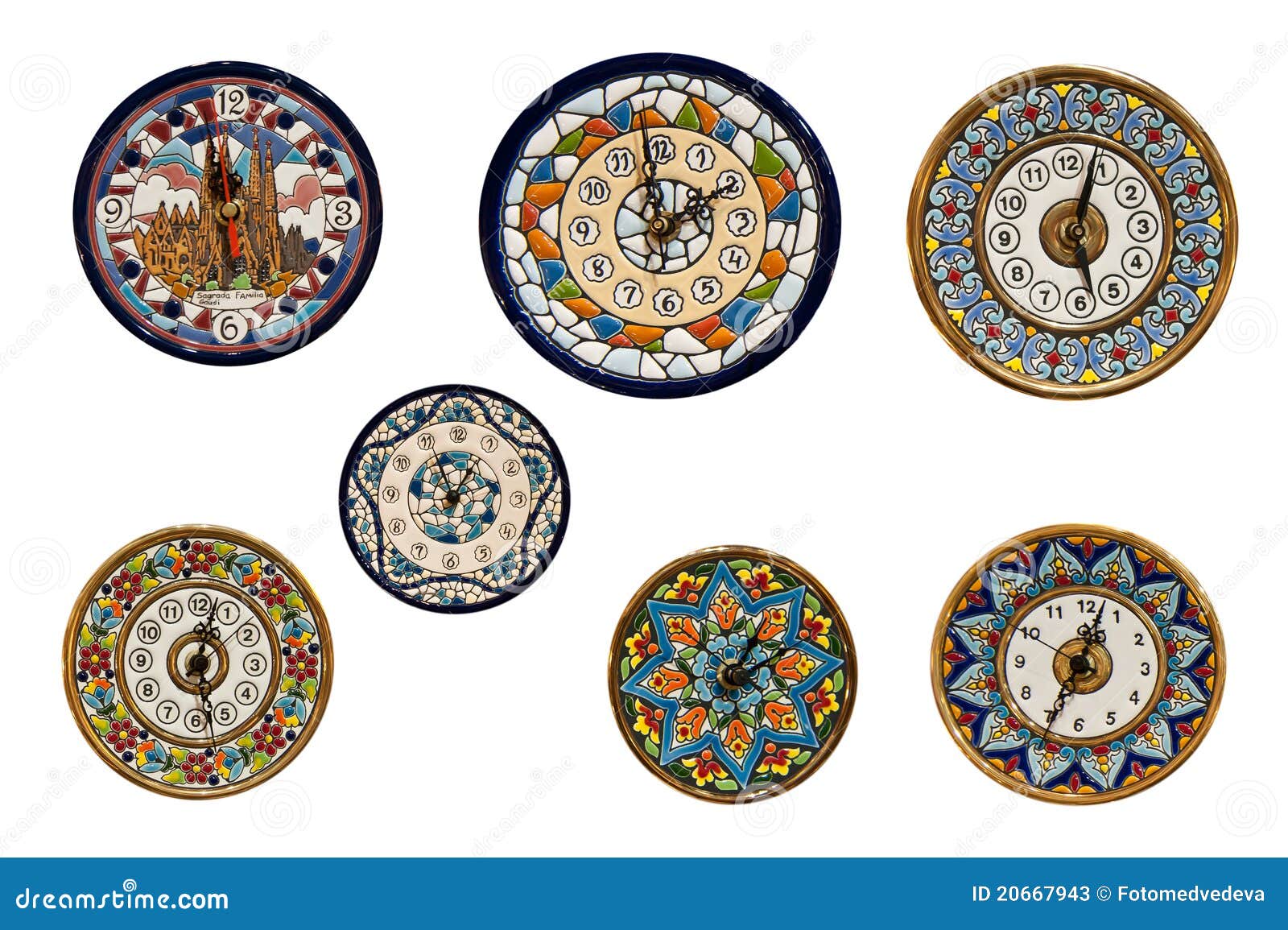 Handmade Painted Wallplates Clocks Stock Image Image of diferent
