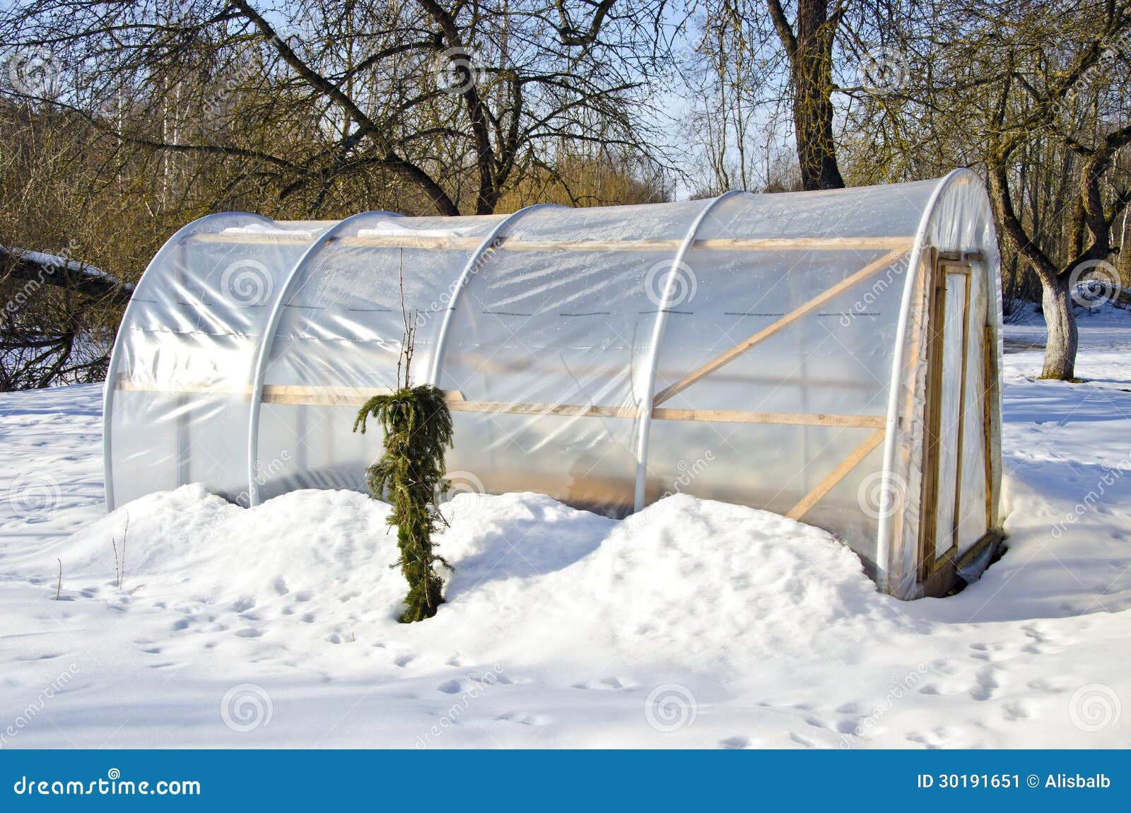 Handmade Polythene Greenhouse for Vegetable in Winter Stock Image