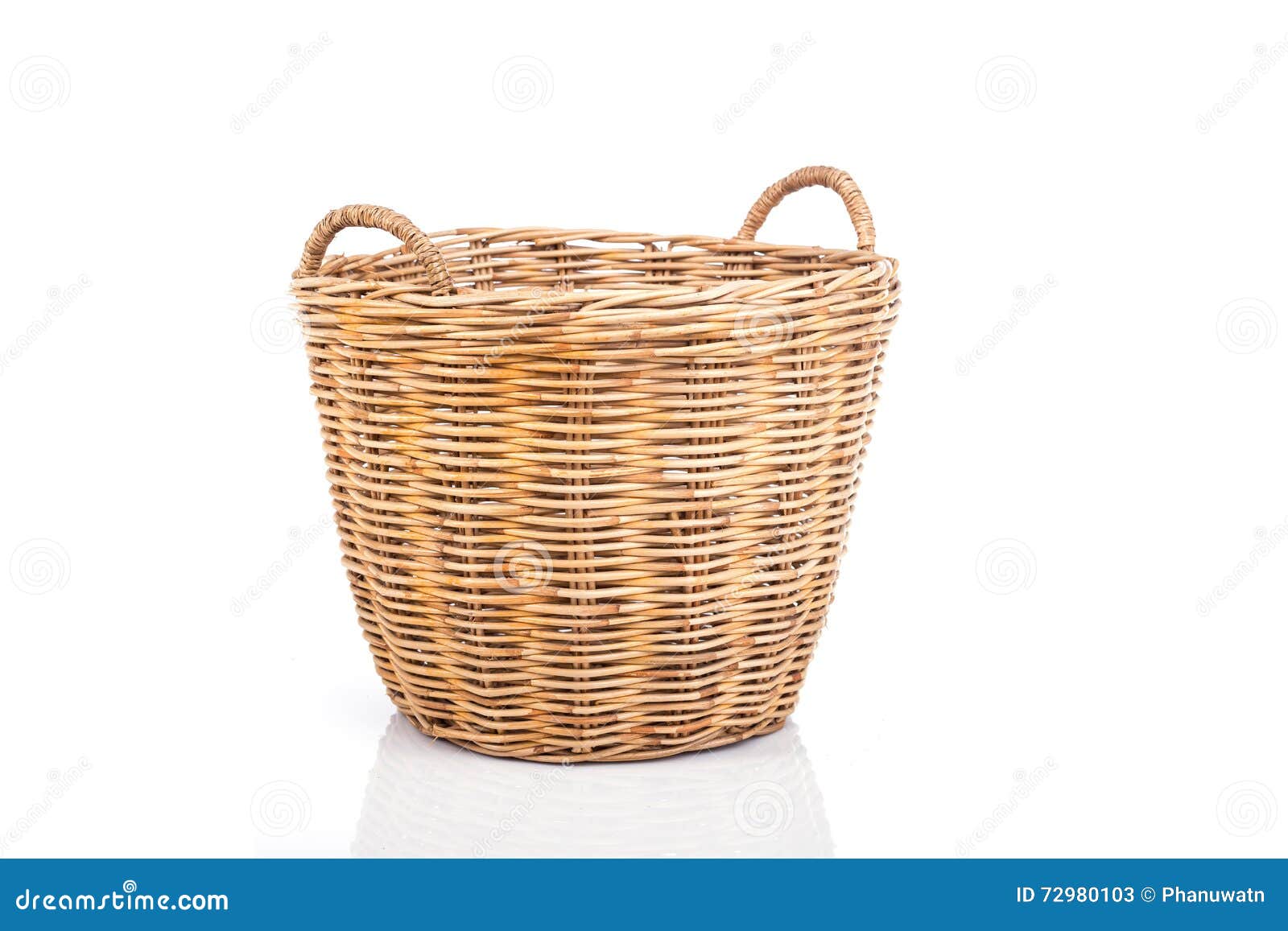 Handmade Rattan Basket Isolated on White Background Stock Image Image