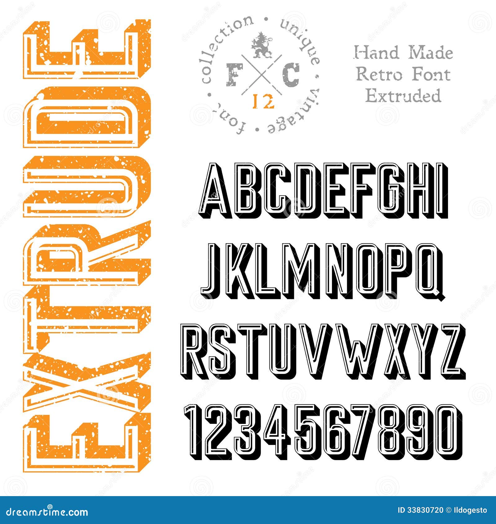 Handmade retro font stock vector. Illustration of shape 33830720