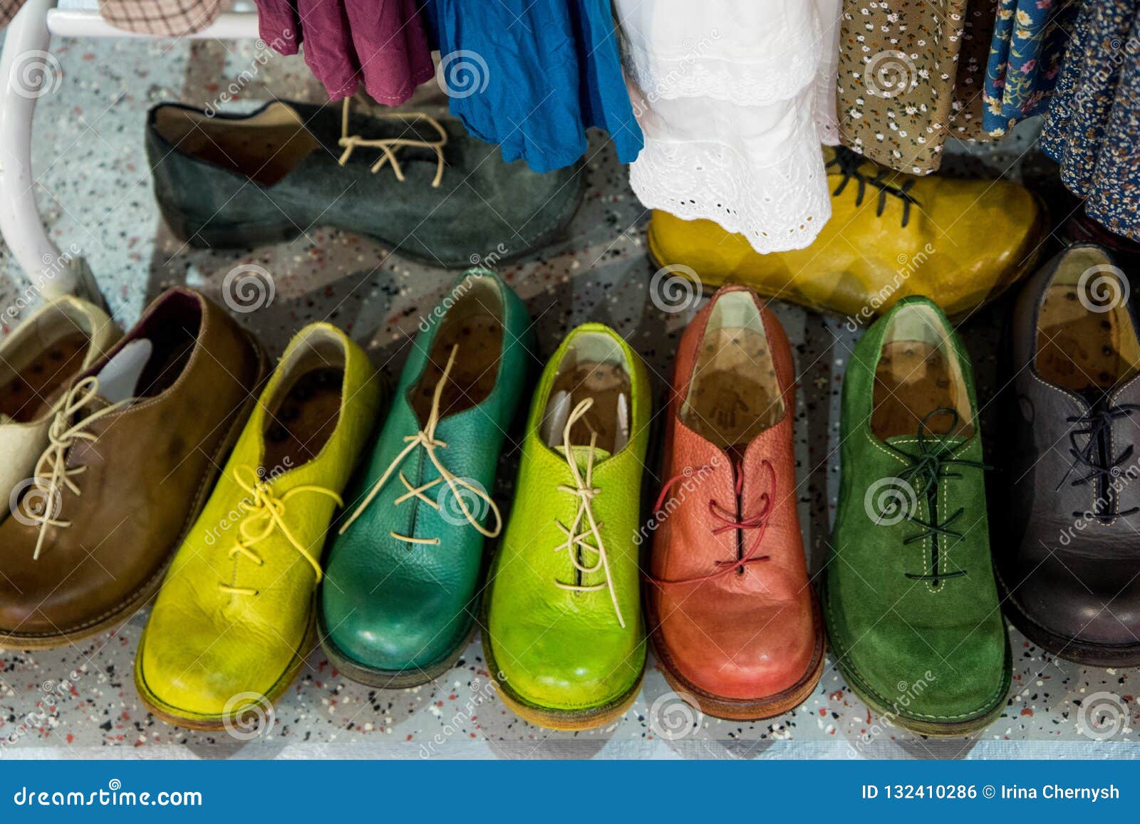 Handmade Shoes Standing in a Row Stock Photo Image of accessory
