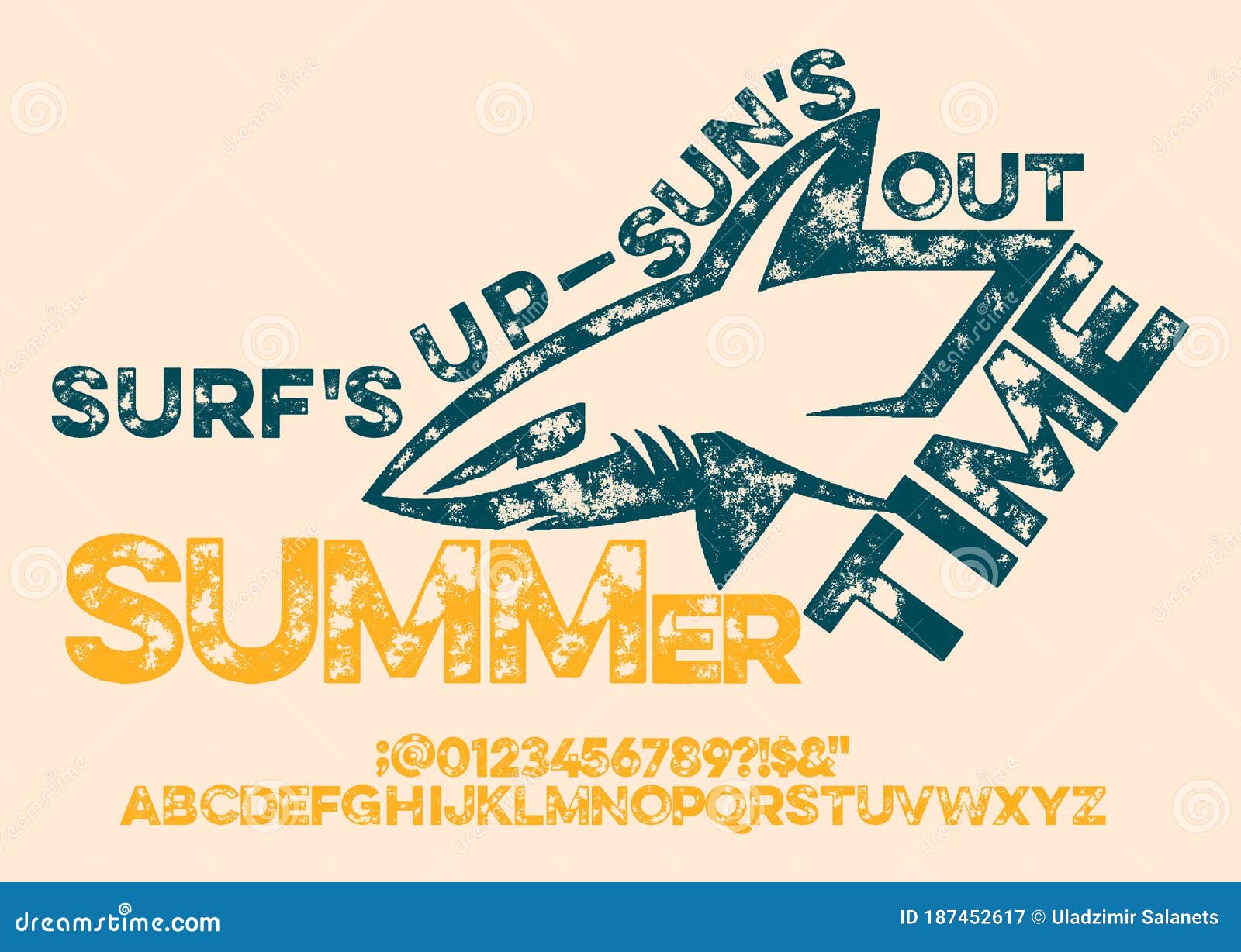 HandMade Surfing Summer Font Stock Vector Illustration of lettering