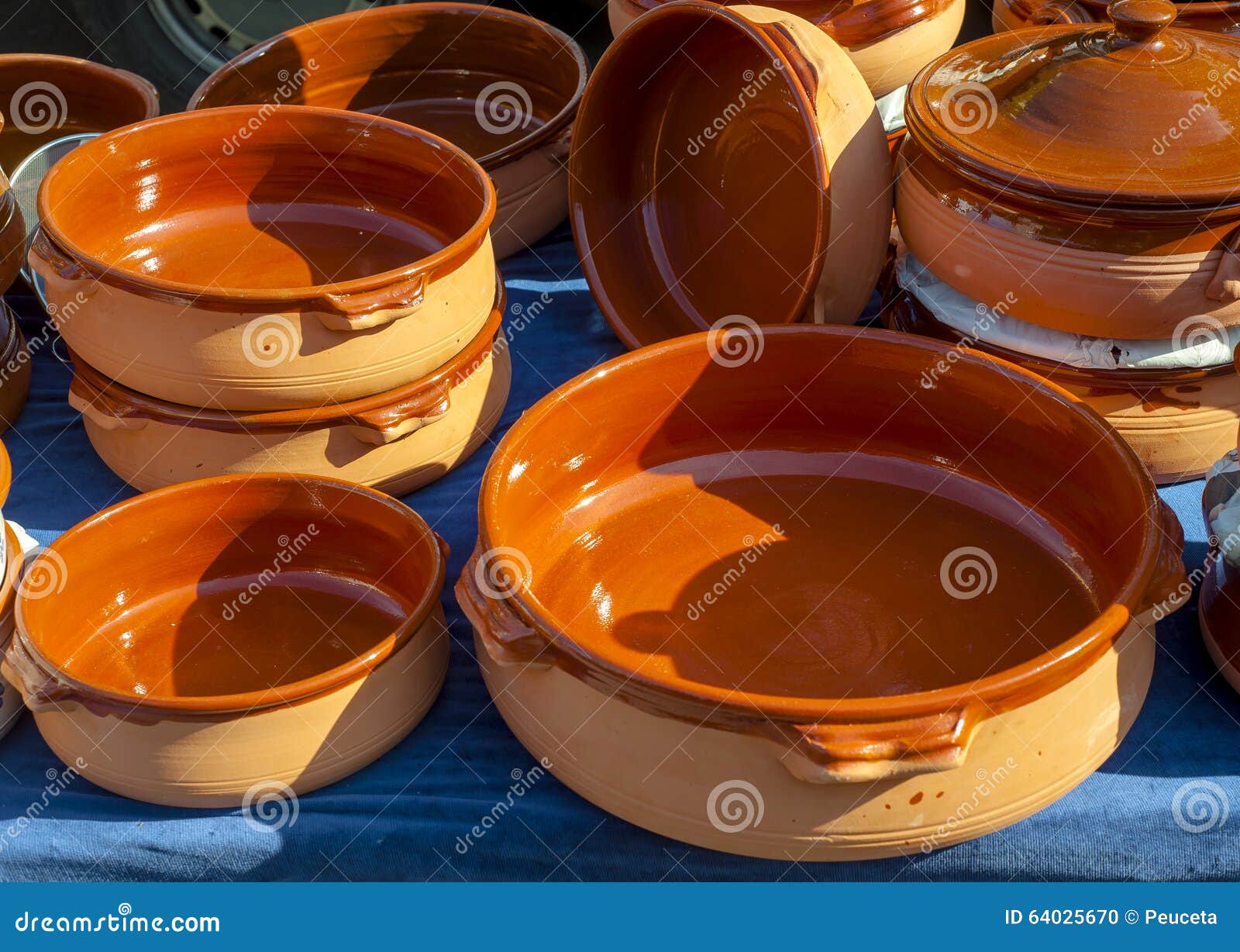 Handmade Terracotta Containers Used in Mediterranean Cuisine Stock
