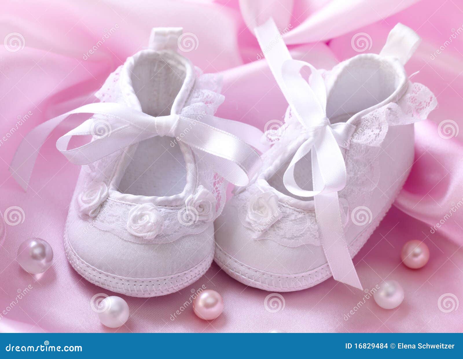 Handmade White Baby Booties Stock Photo Image of christening, satin