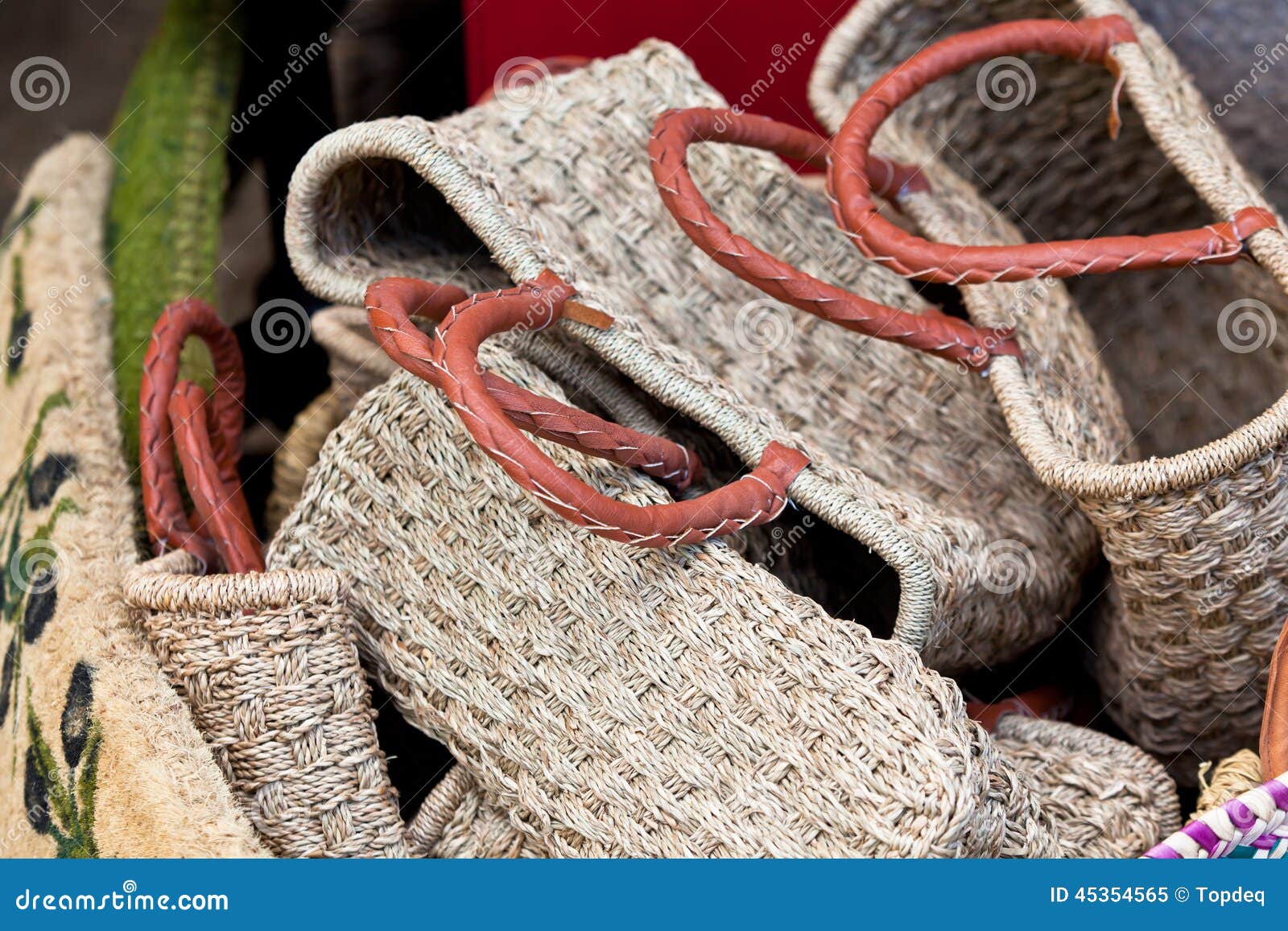 Handmade Wicker Female Bags at French Market Stock Image - Image of ...