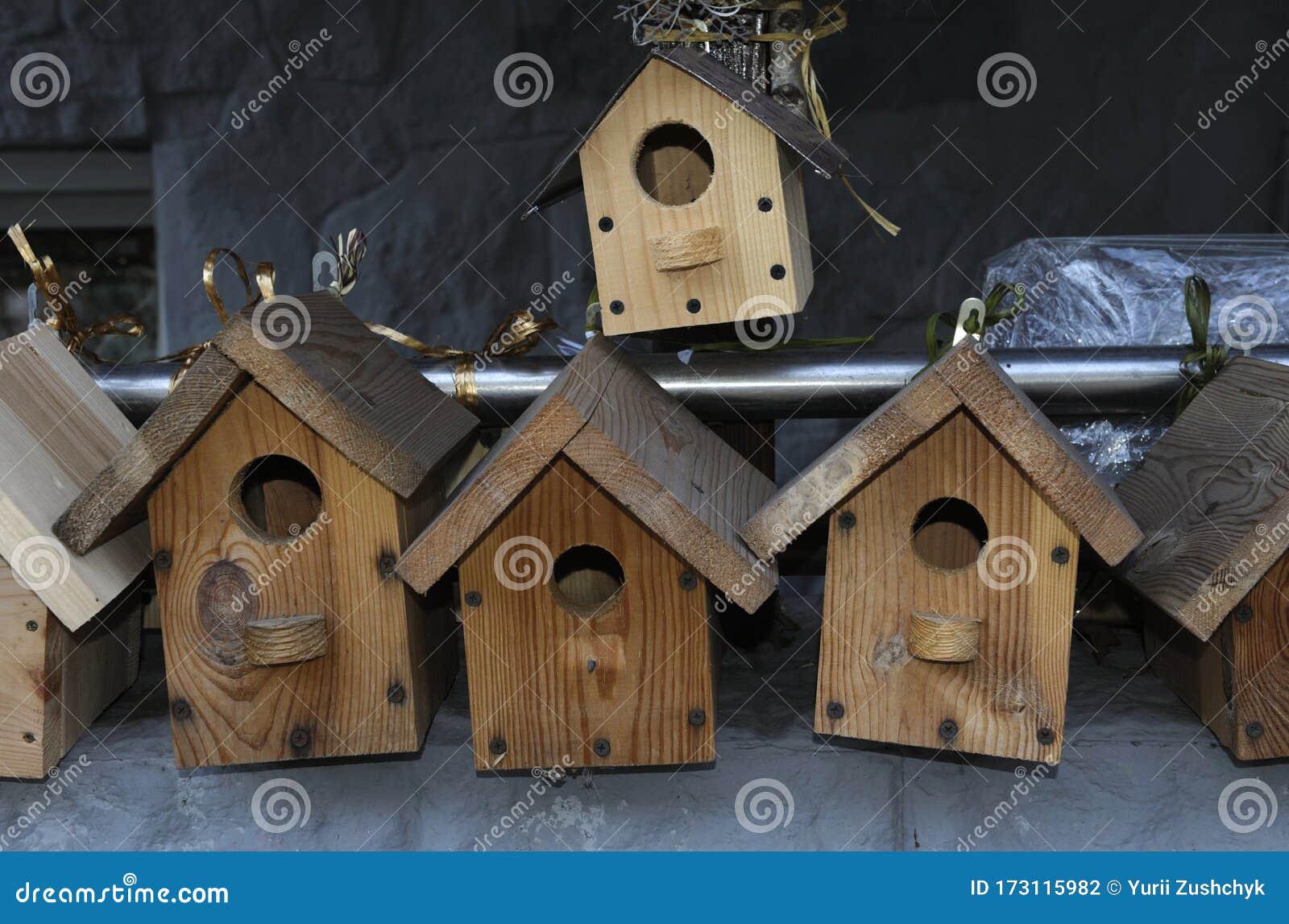 Handmade Wooden Nesting Boxes Placed on a Counter Stock Photo Image
