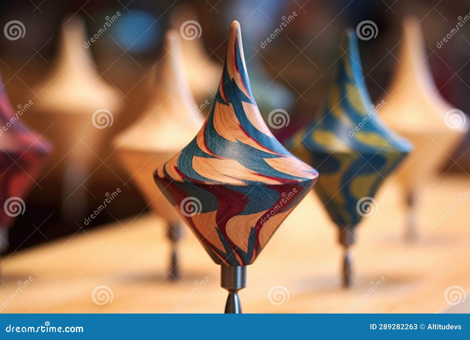Handmade Wooden Spinning Tops in Motion Stock Image Image of skill