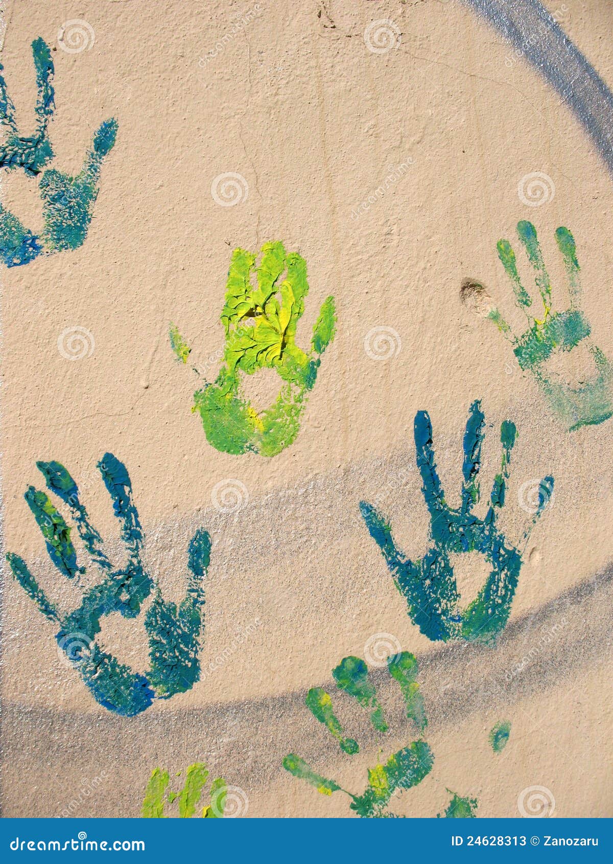 Handprints on the wall stock image. Image of fives, flat 24628313