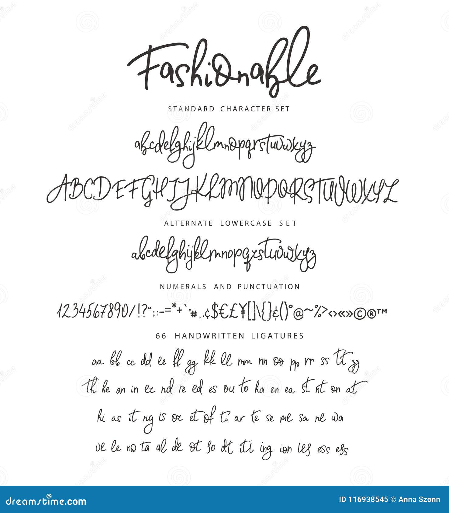 handrawn  alphabet. letter for script font.