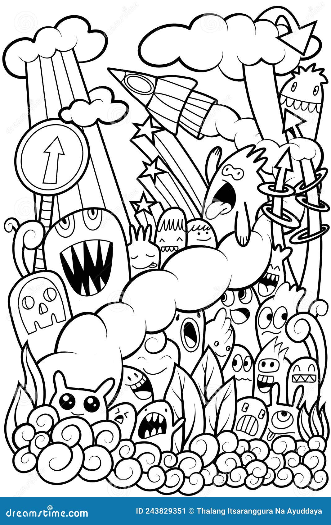 Handritade Illustrationer Dodle Handritade Tecknade Monster Illustration Av Kartoonkartoon