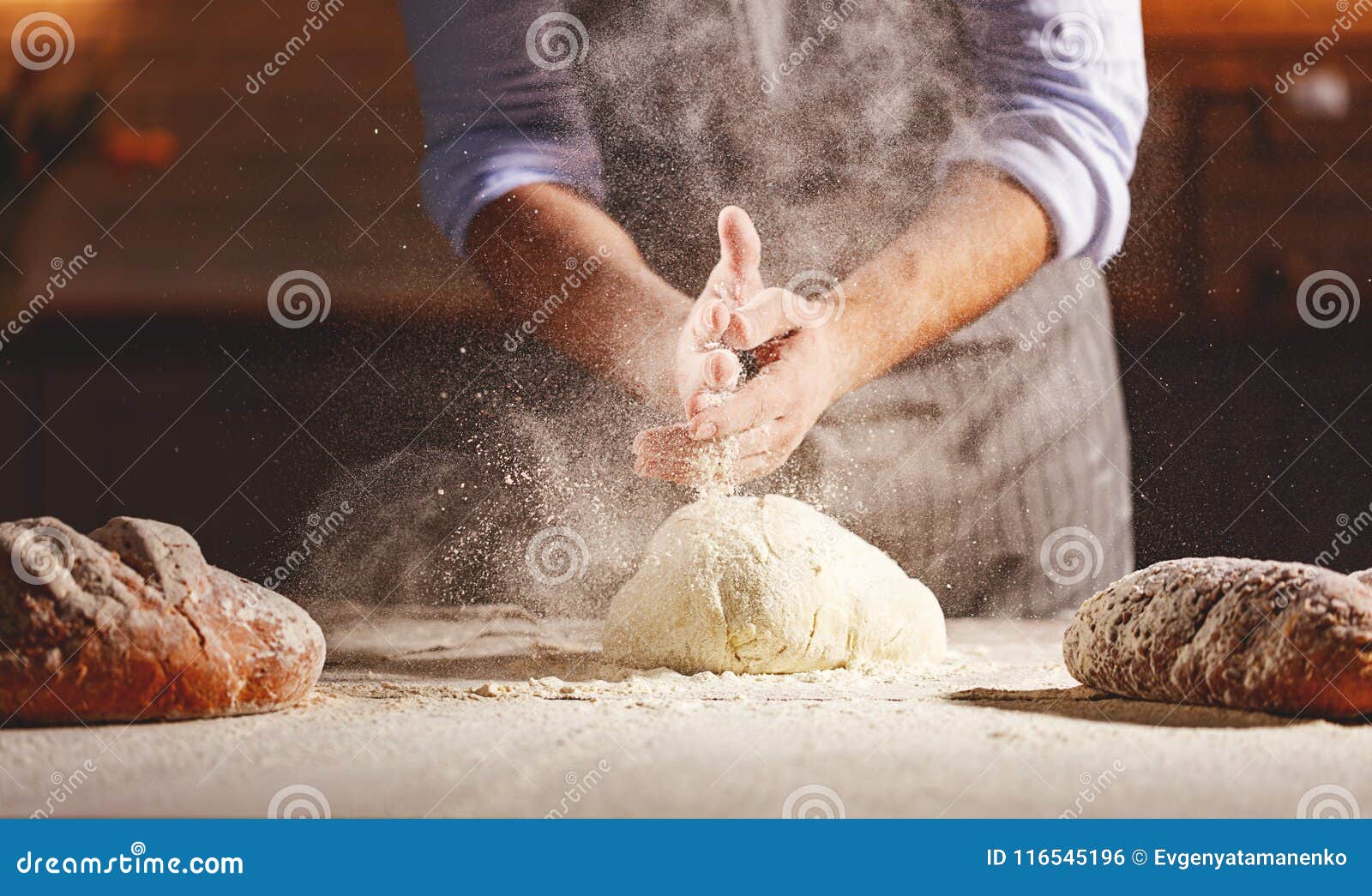 Hands of Baker`s Male Knead Dough Stock Photo Image of arms, adult
