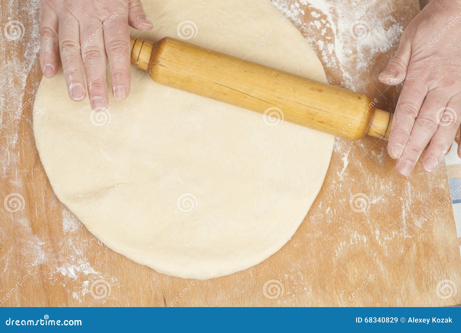 Hands Baking Dough with Rolling Pin Stock Image Image of kitchen