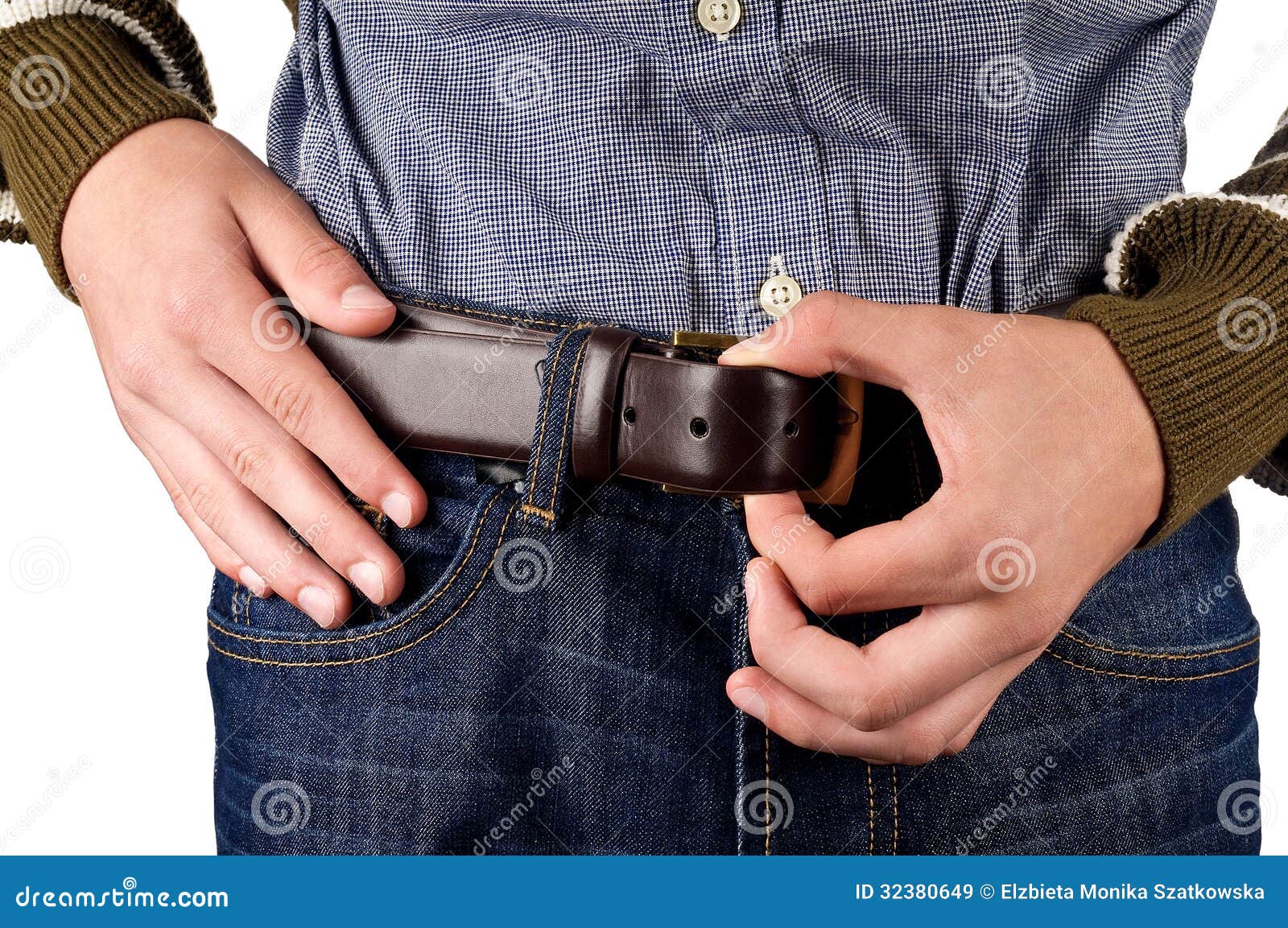 Hands With Belt Royalty Free Stock Images Image 32380649