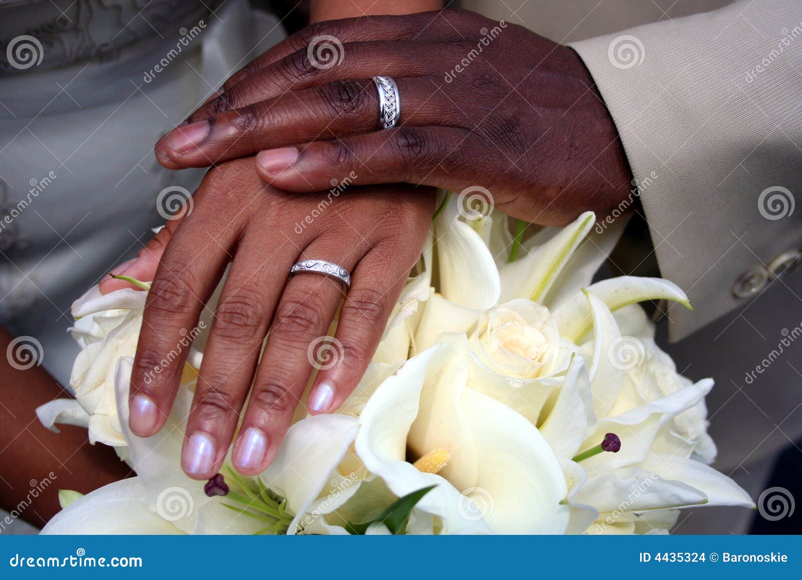 Hands of Bride and Groom stock photo. Image of bouquet - 4435324
