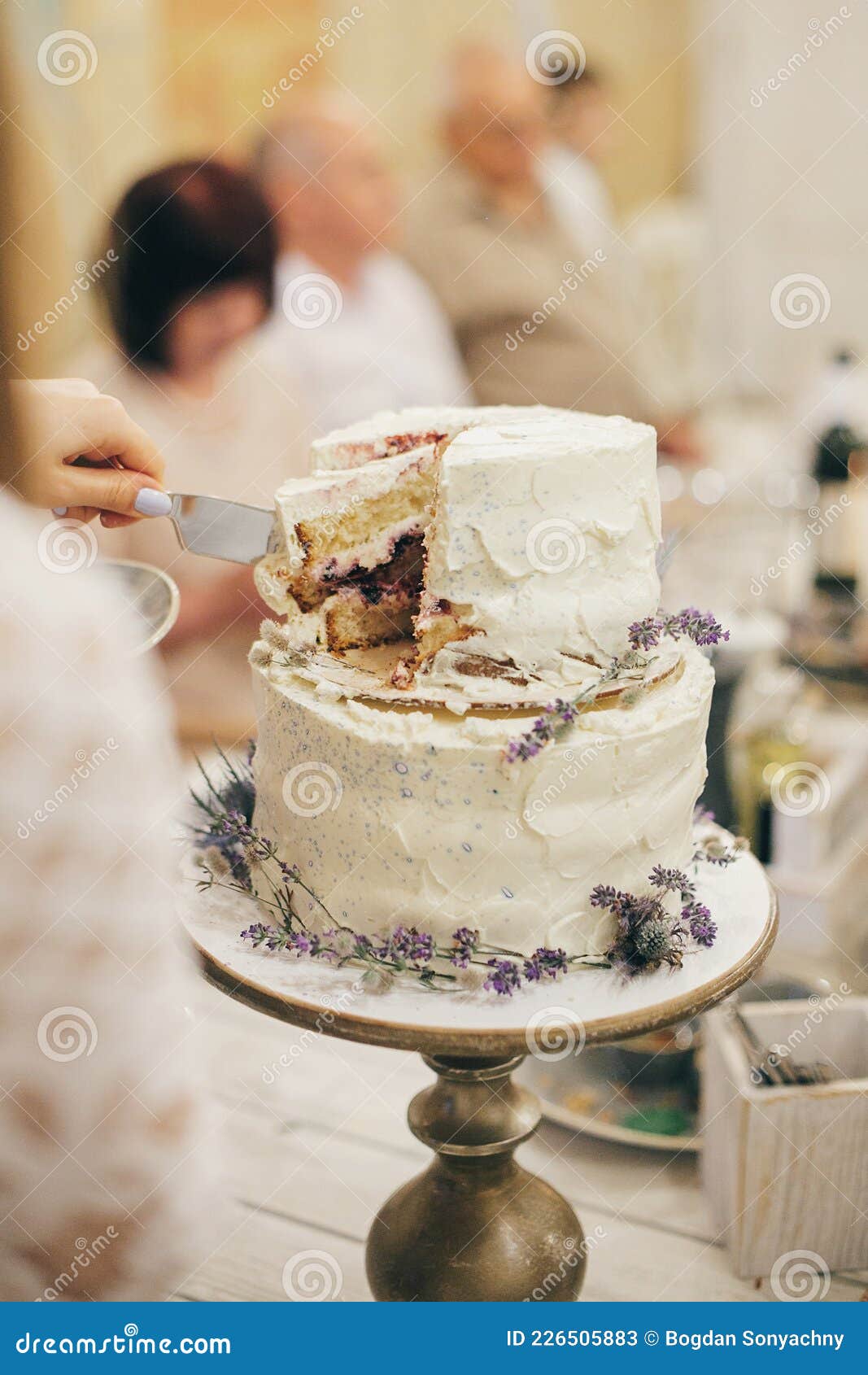 Hands of Bride and Groom Cutting Delicious Modern Cake in ...