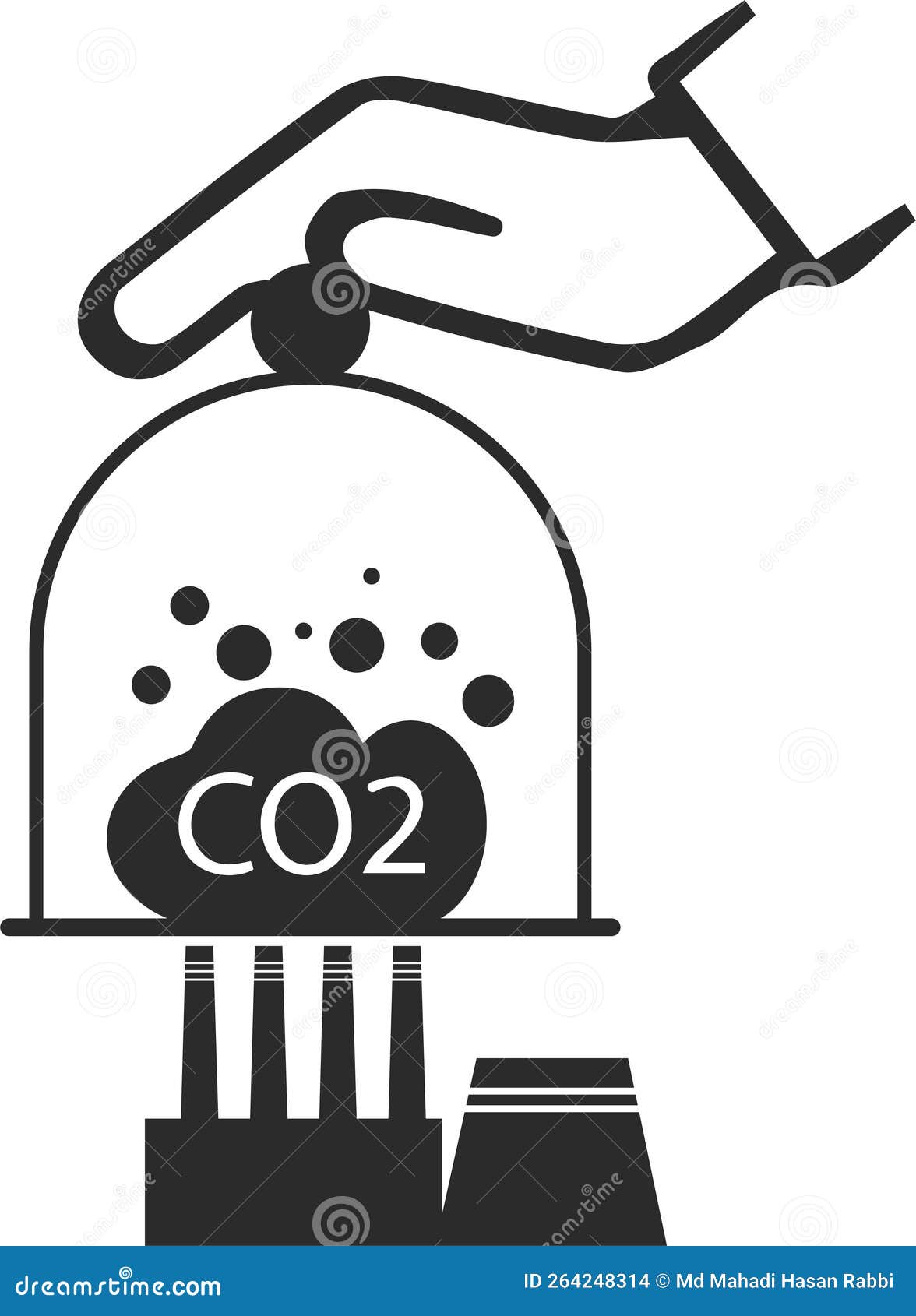 hands capture co2 cloud icon, co2 cloud icon, co2 hand capture black  icon