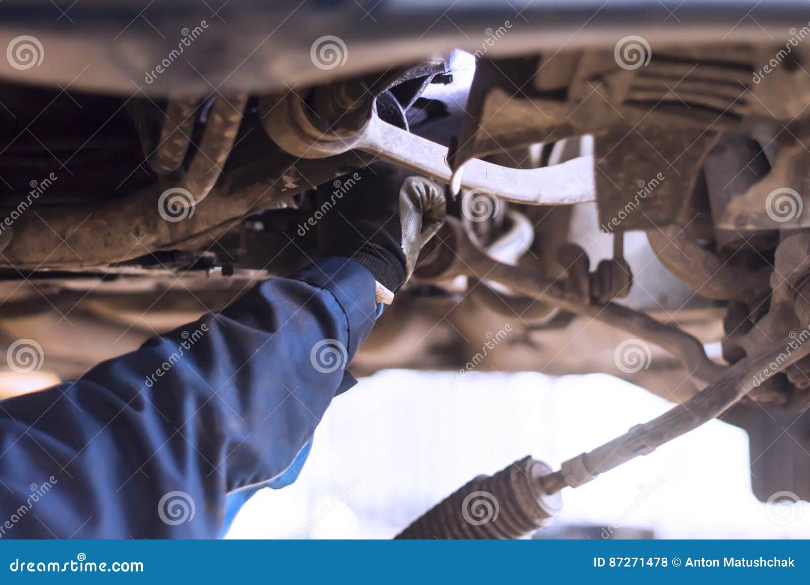 Hands of Car Mechanic in Auto Repair Service. Stock Photo Image of