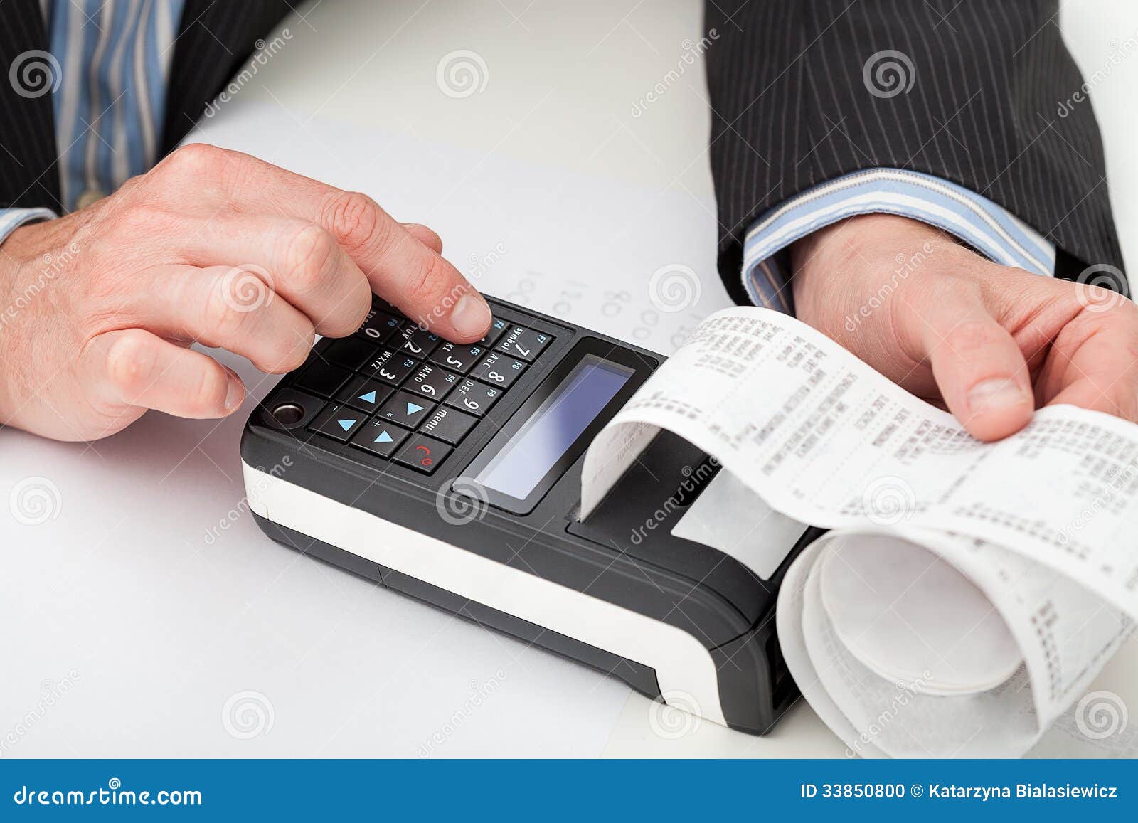 Hands with cash register stock photo. Image of chart 33850800