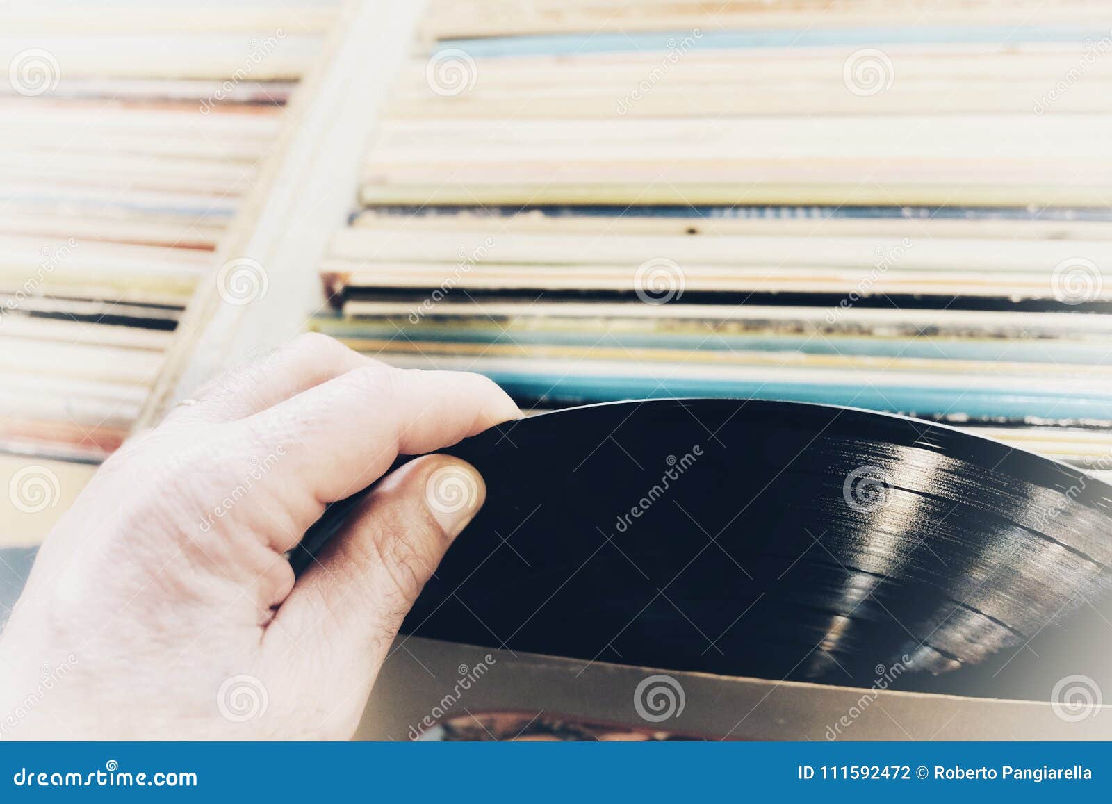 Hands Choosing Vinyl Records Stock Photo Image of background, label