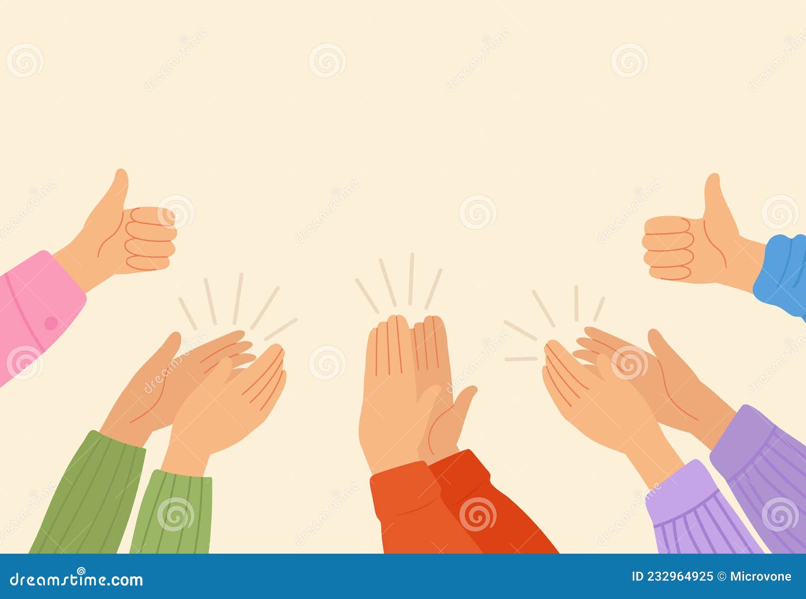 hands clap. people clapping, celebration succesful deal. cheers team, support or congratulate. appreciation crowd, crowd