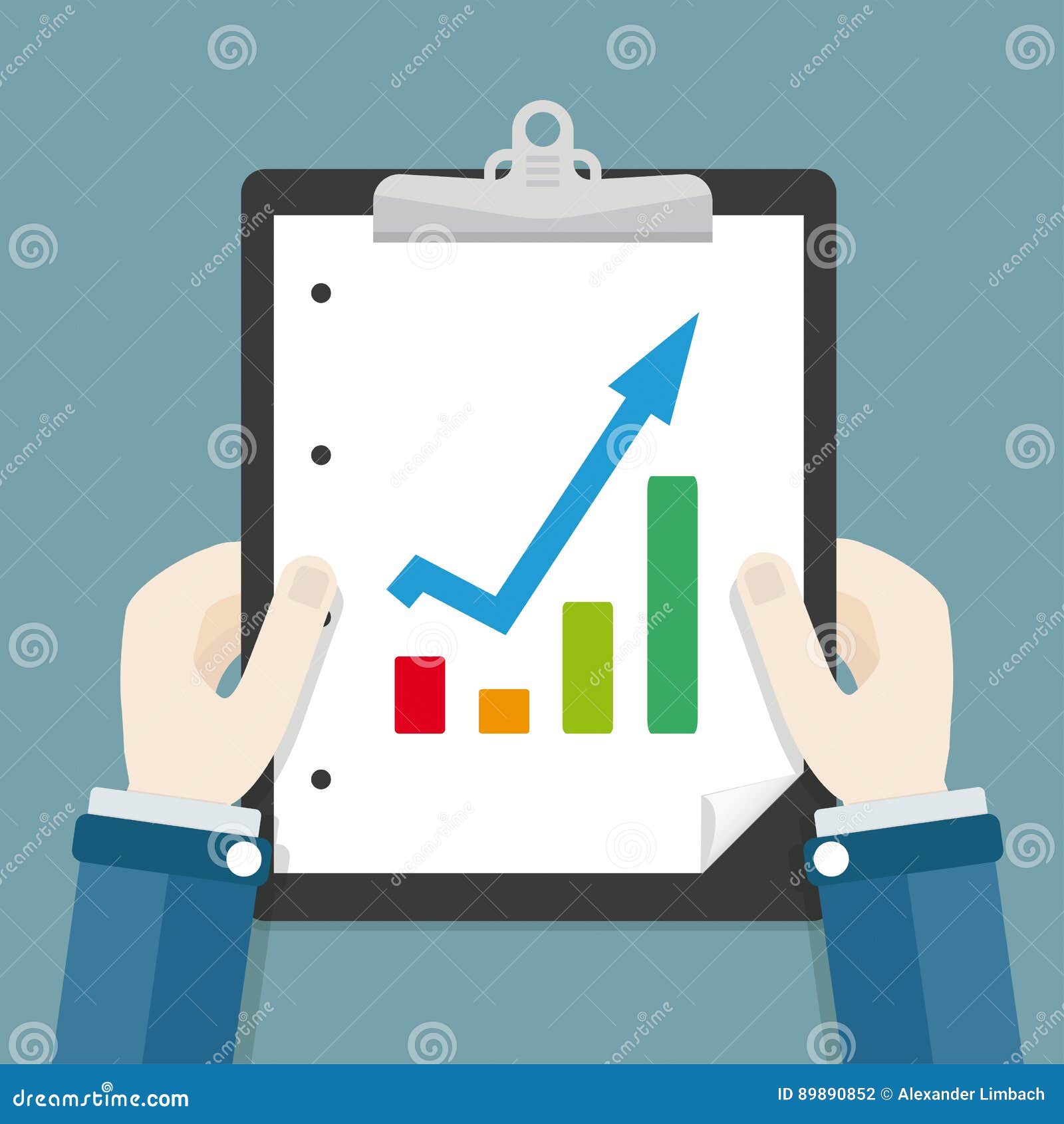 Hands Clipboard Growth Chart Stock Vector Illustration of flat, board