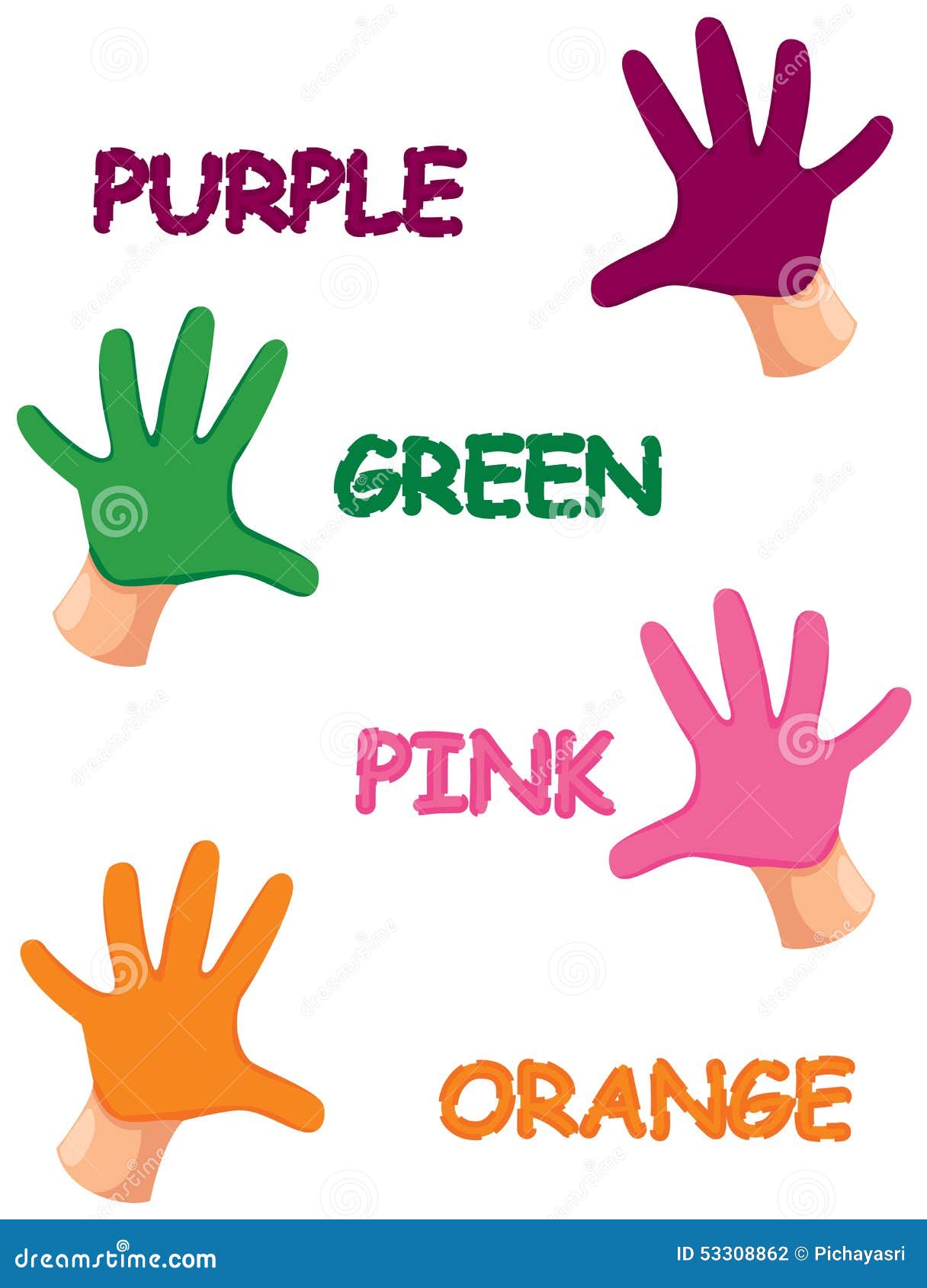 hands colours with letters