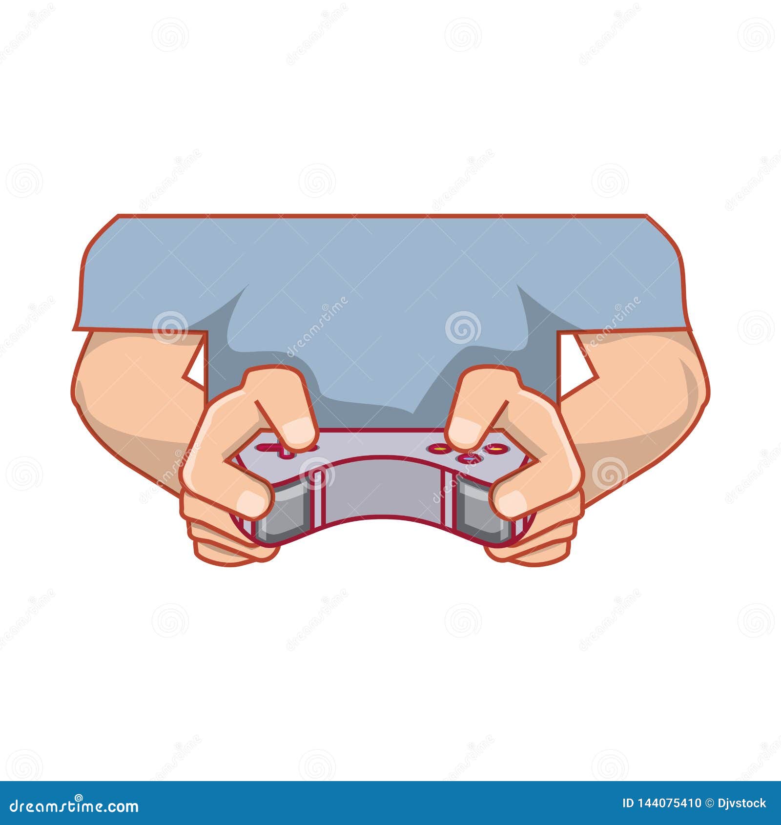 Hands with Control Video Game Isolated Icon Stock Illustration