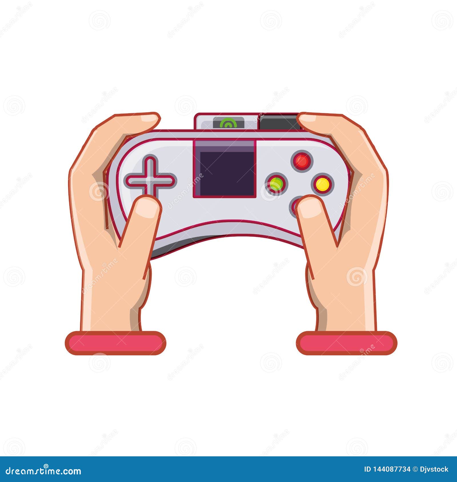 Hands with Control Video Game Isolated Icon Stock Illustration