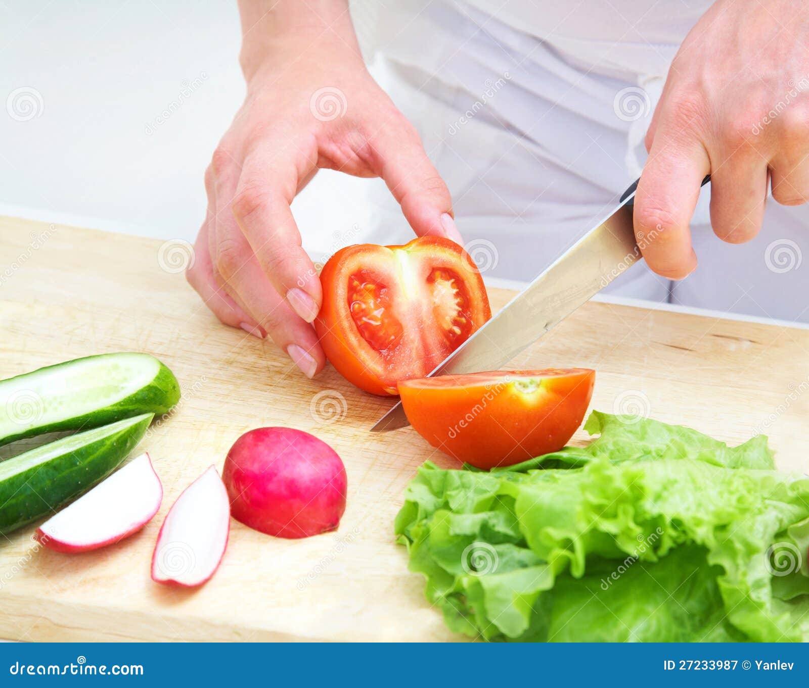 Hands Cooking Vegetables Salad Stock Image Image of beautiful