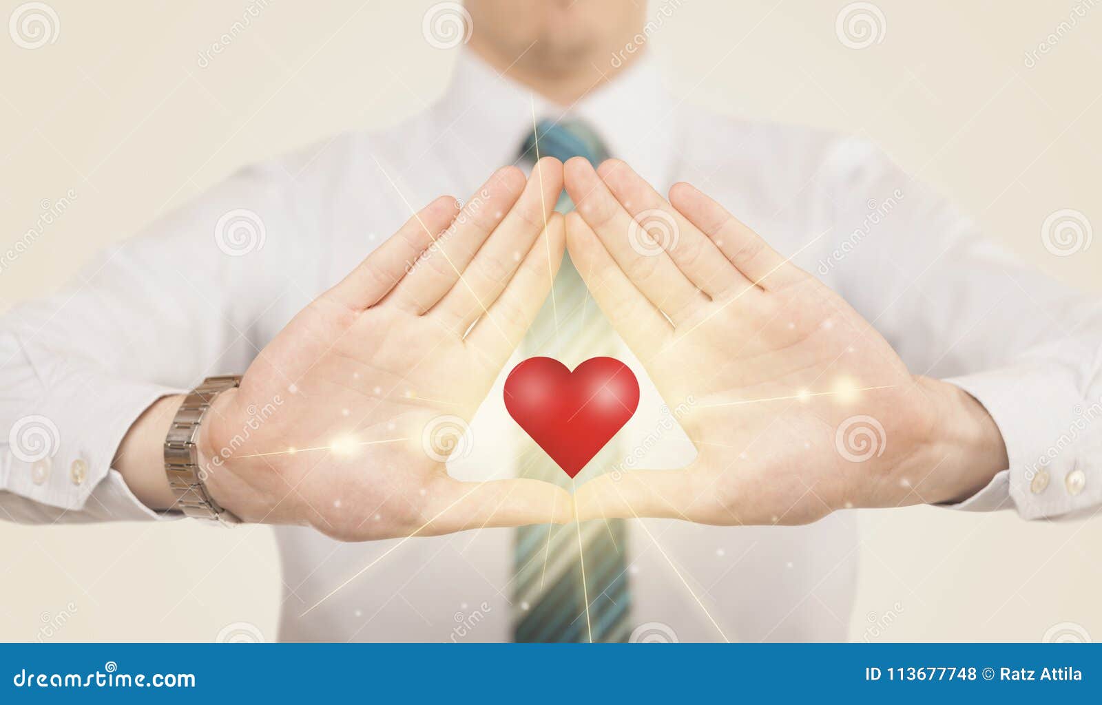 Hands Creating a Form with Shining Heart Stock Photo Image of