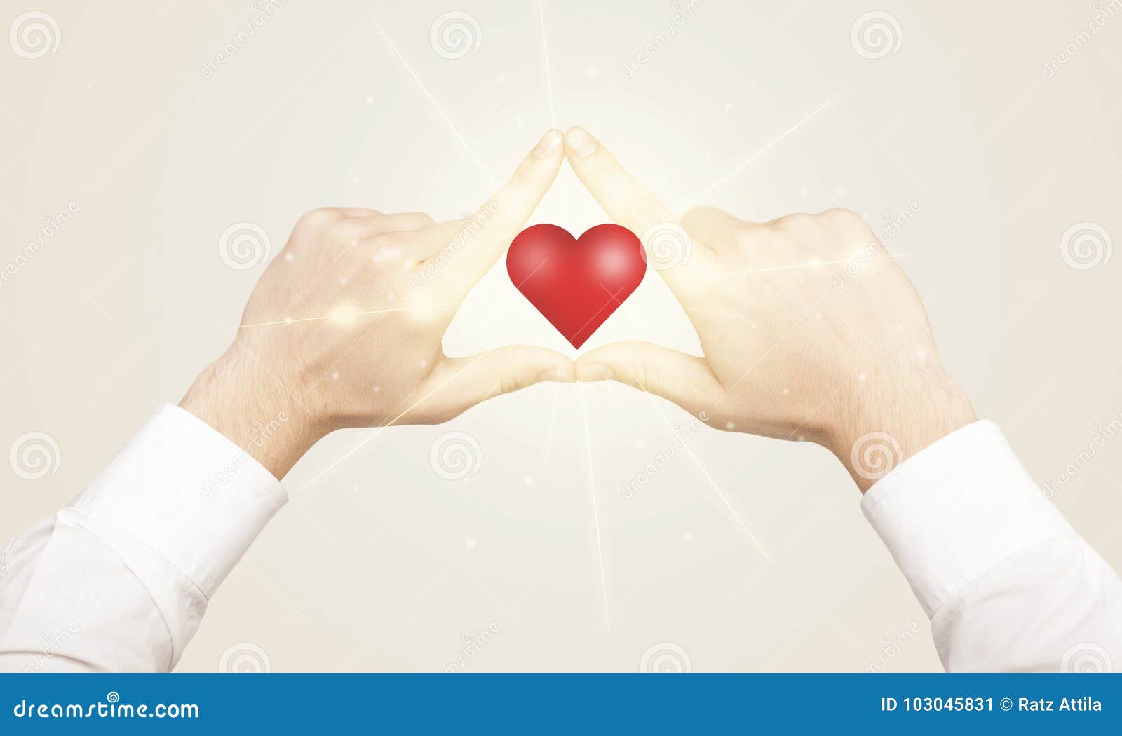 Hands Creating a Form with Shining Heart Stock Image Image of gesture