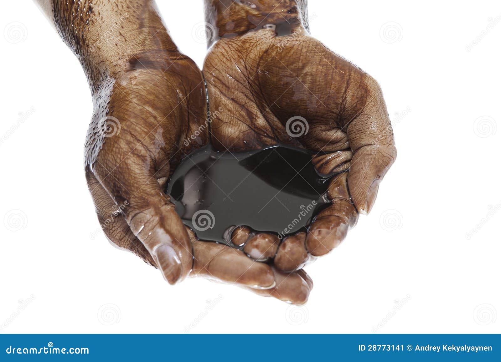 Hands Cupped With Black Petroleum Stock Image - Image: 28773141