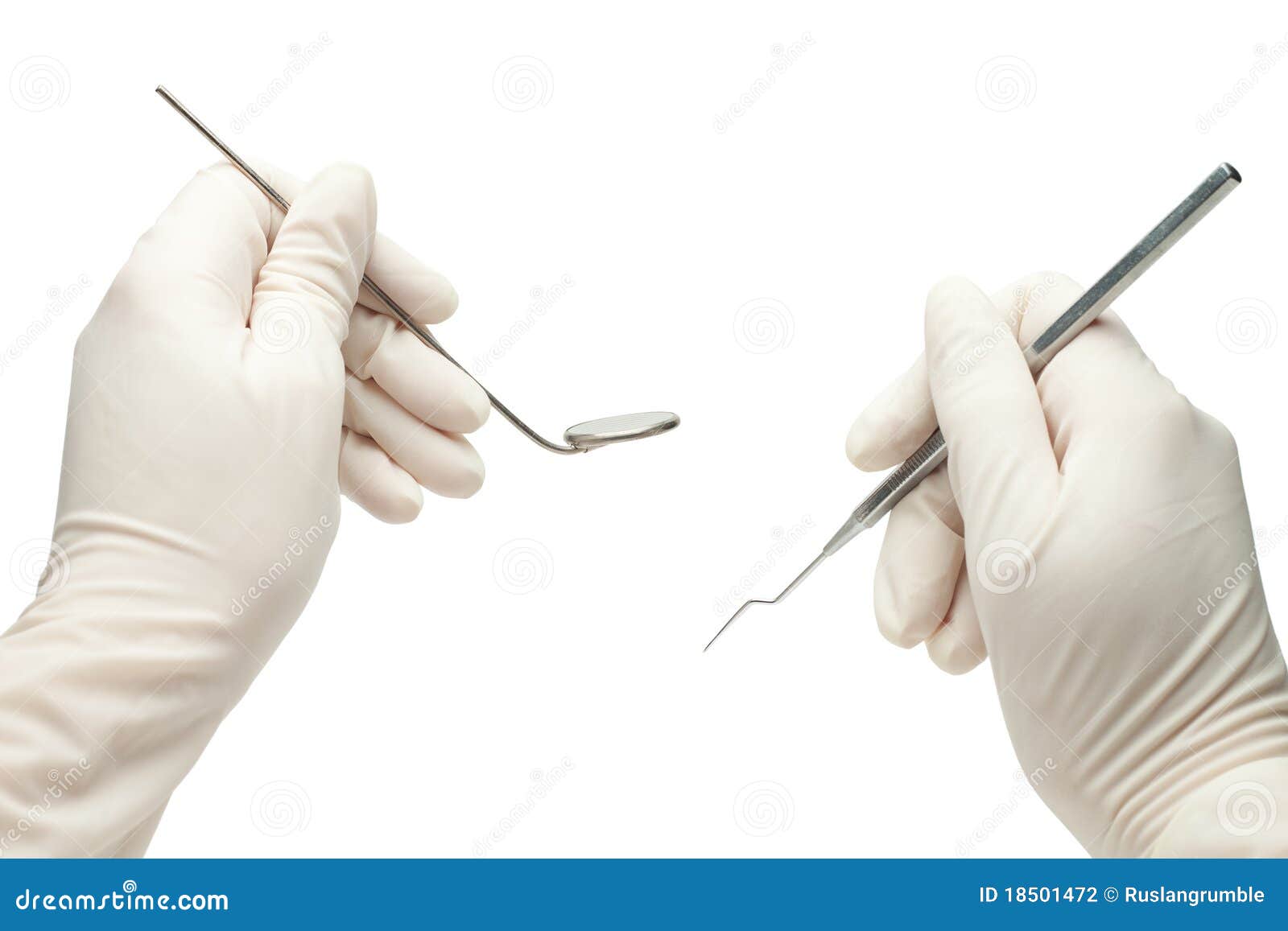 Hands of Dentist Holding His Tools Stock Photo Image of blue, hygiene