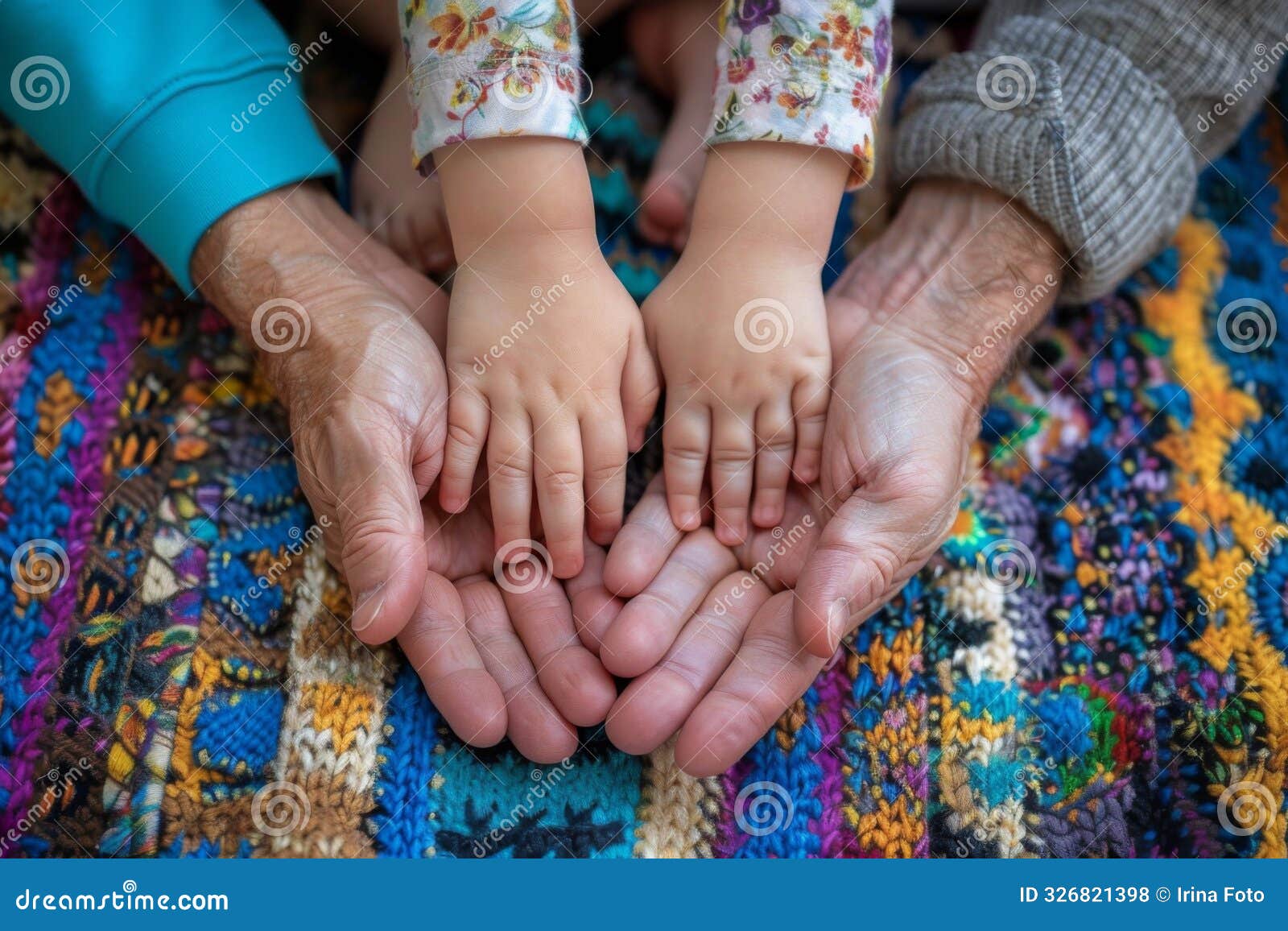 hands of different generations together