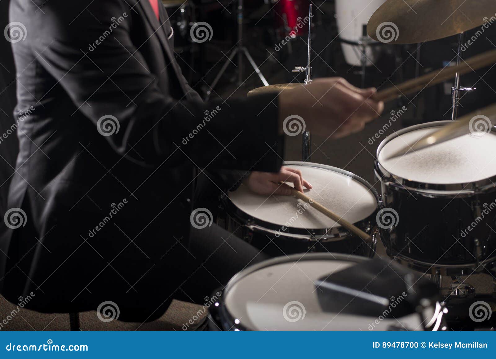 Hands of Drummer in Dark Lighting Stock Photo Image of hitting