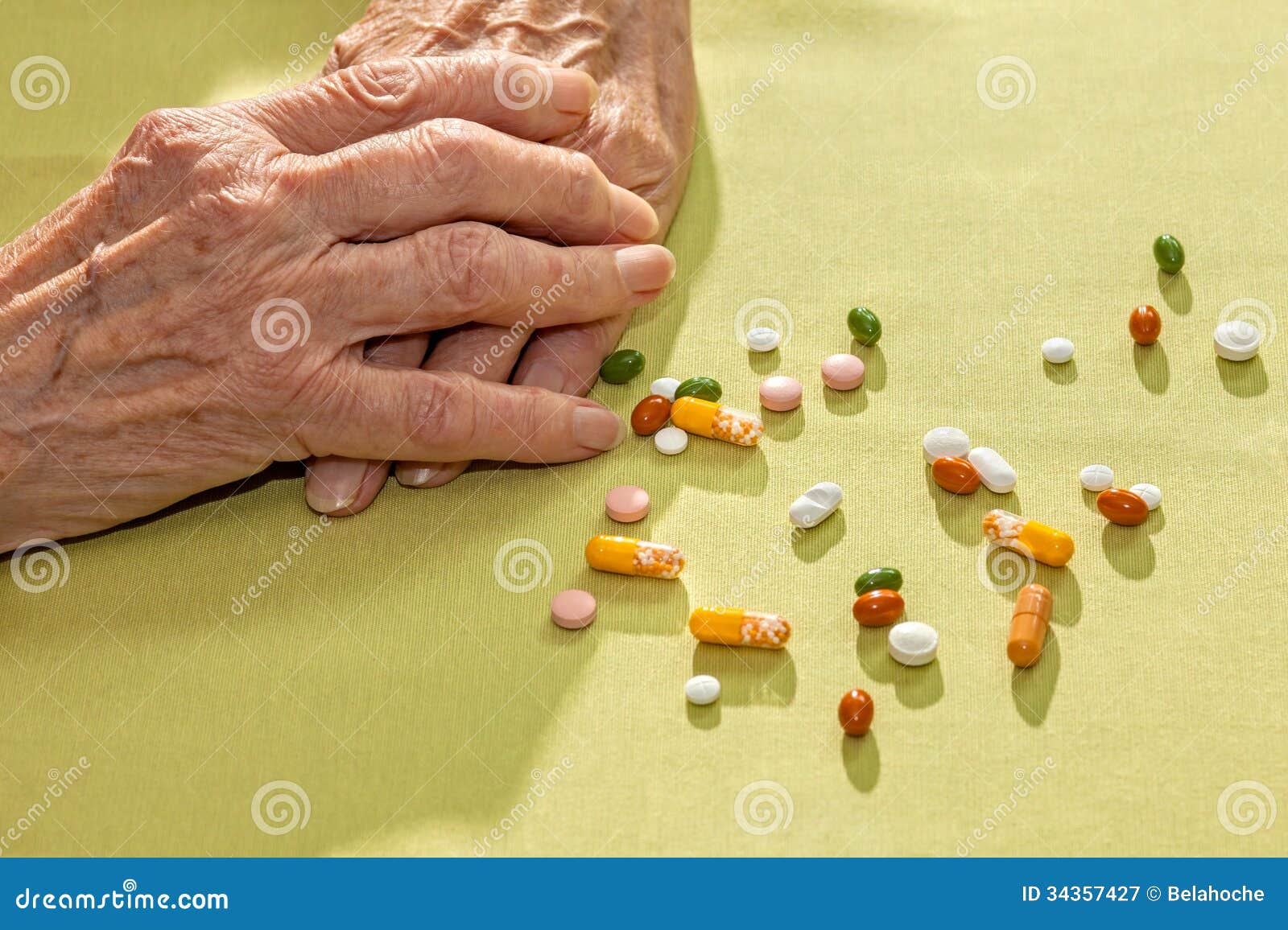 Hands of an Elderly Lady with Medication Stock Image Image of