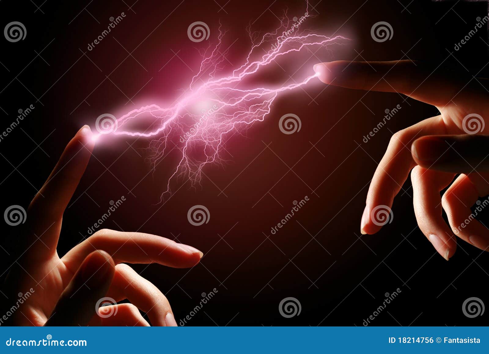 hands and electric discharge.