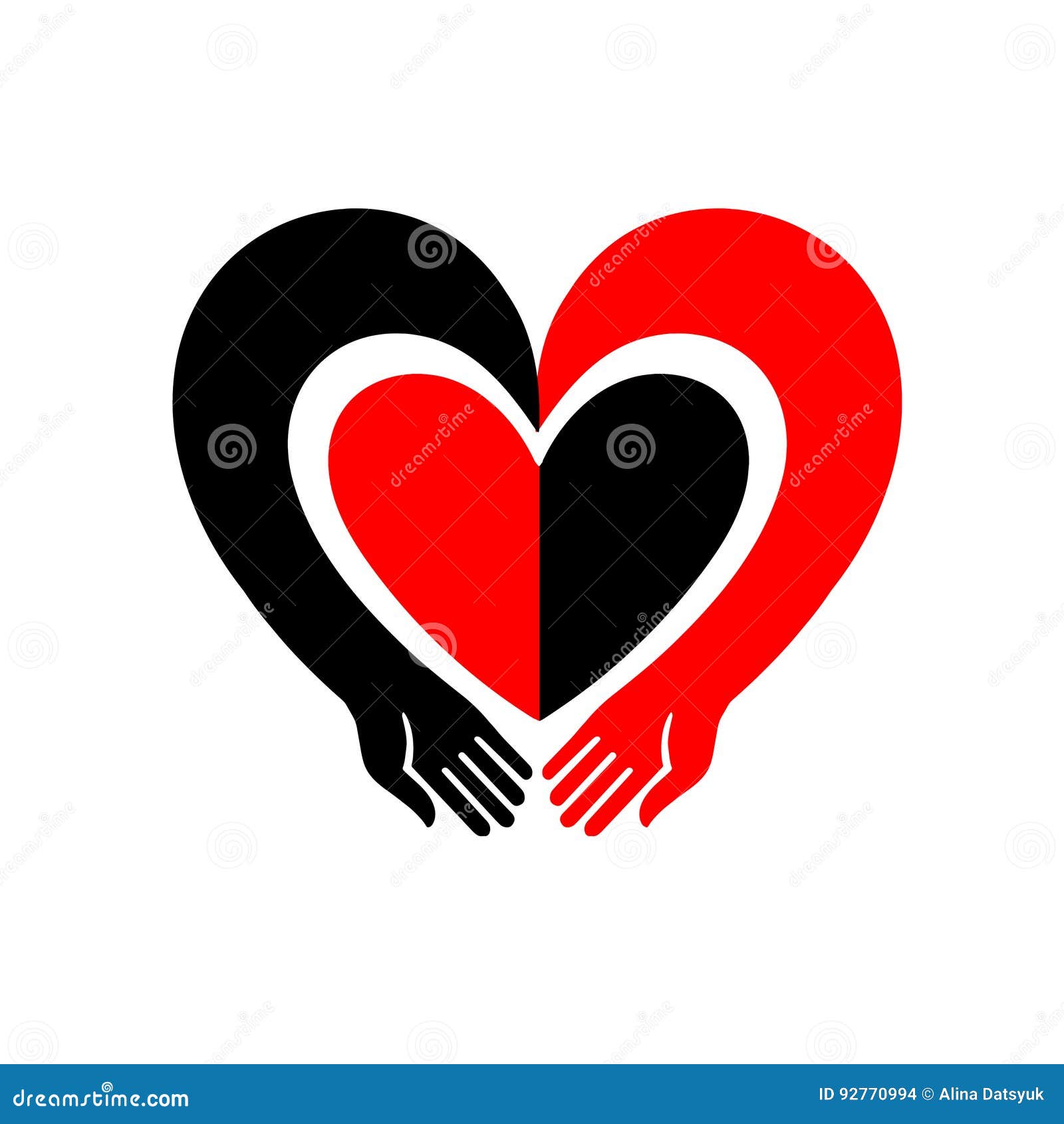 Hands Embracing a Heart. the Original Icon with Black and Red Design ...
