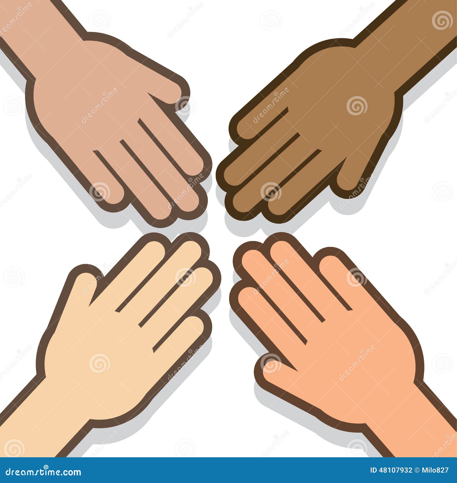 Hands in Four stock vector. Illustration of friendship 48107932
