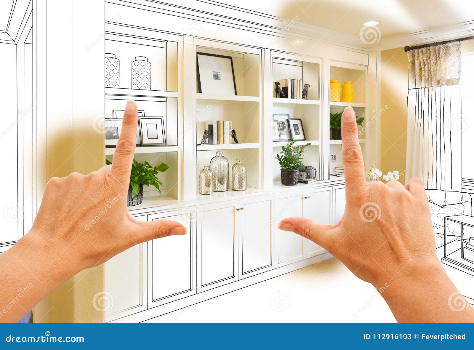 Hands Framing Custom Built In Shelves And Cabinets Design Drawing