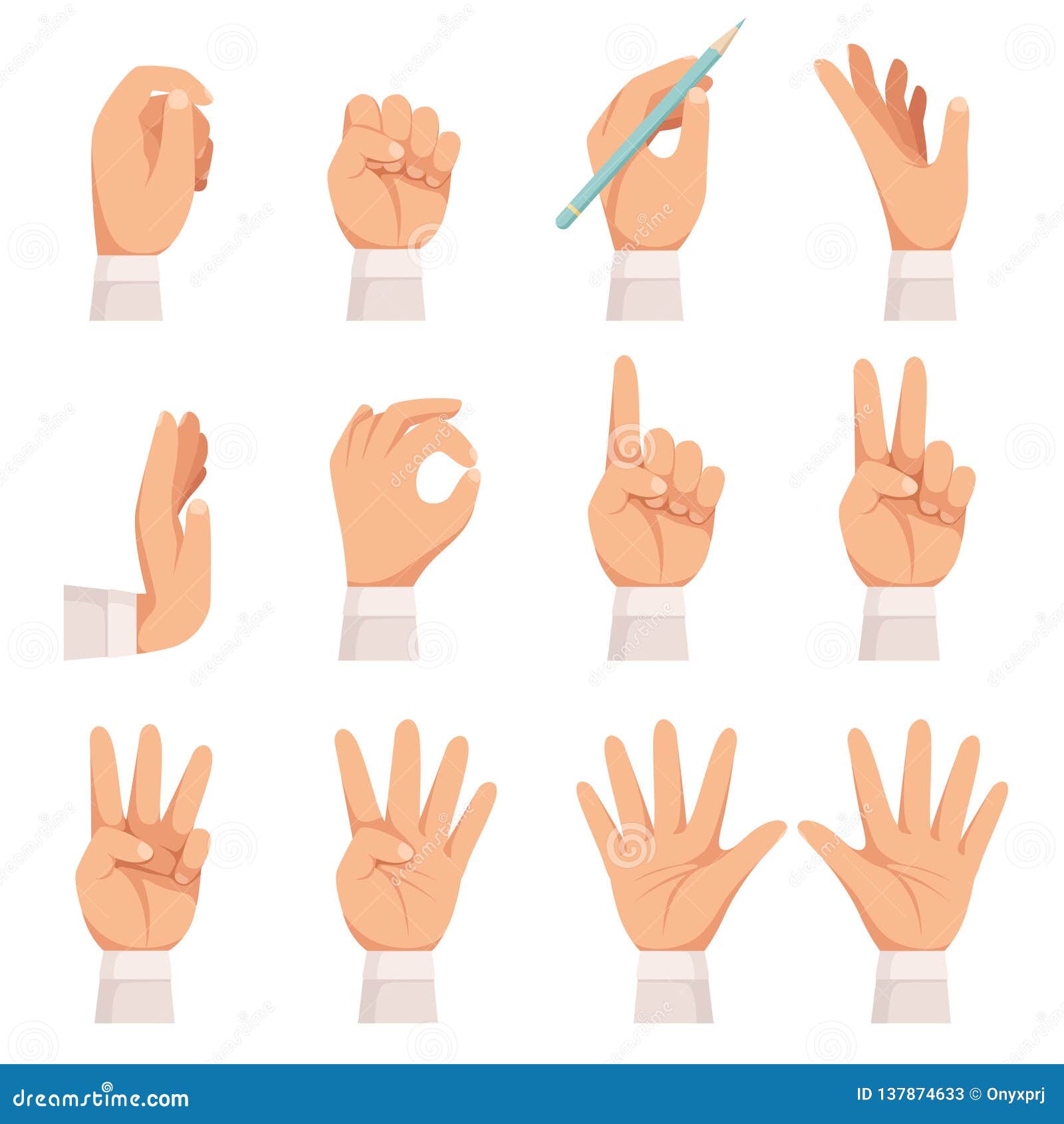 Hands Gesture Human Palm And Fingers Touch Showing Pointing And
