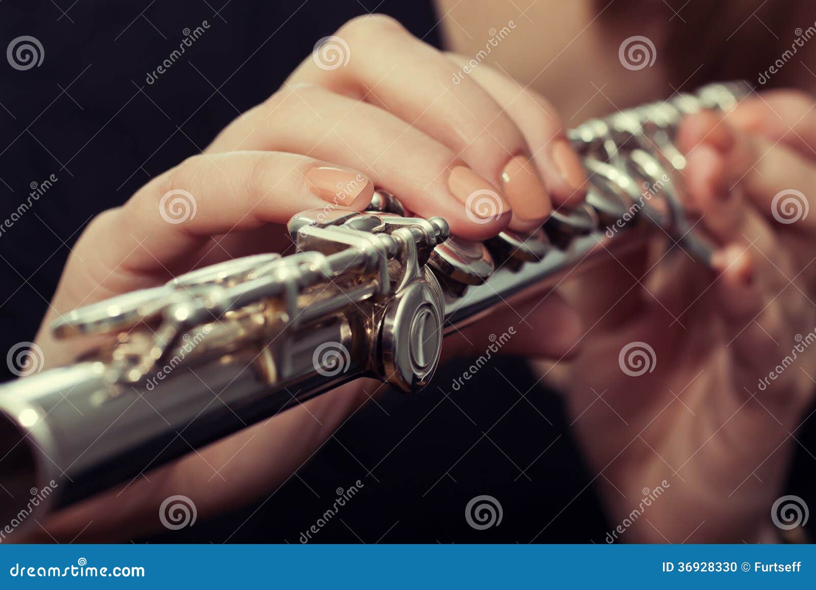 Hands girl playing a flute stock photo. Image of expertise 36928330
