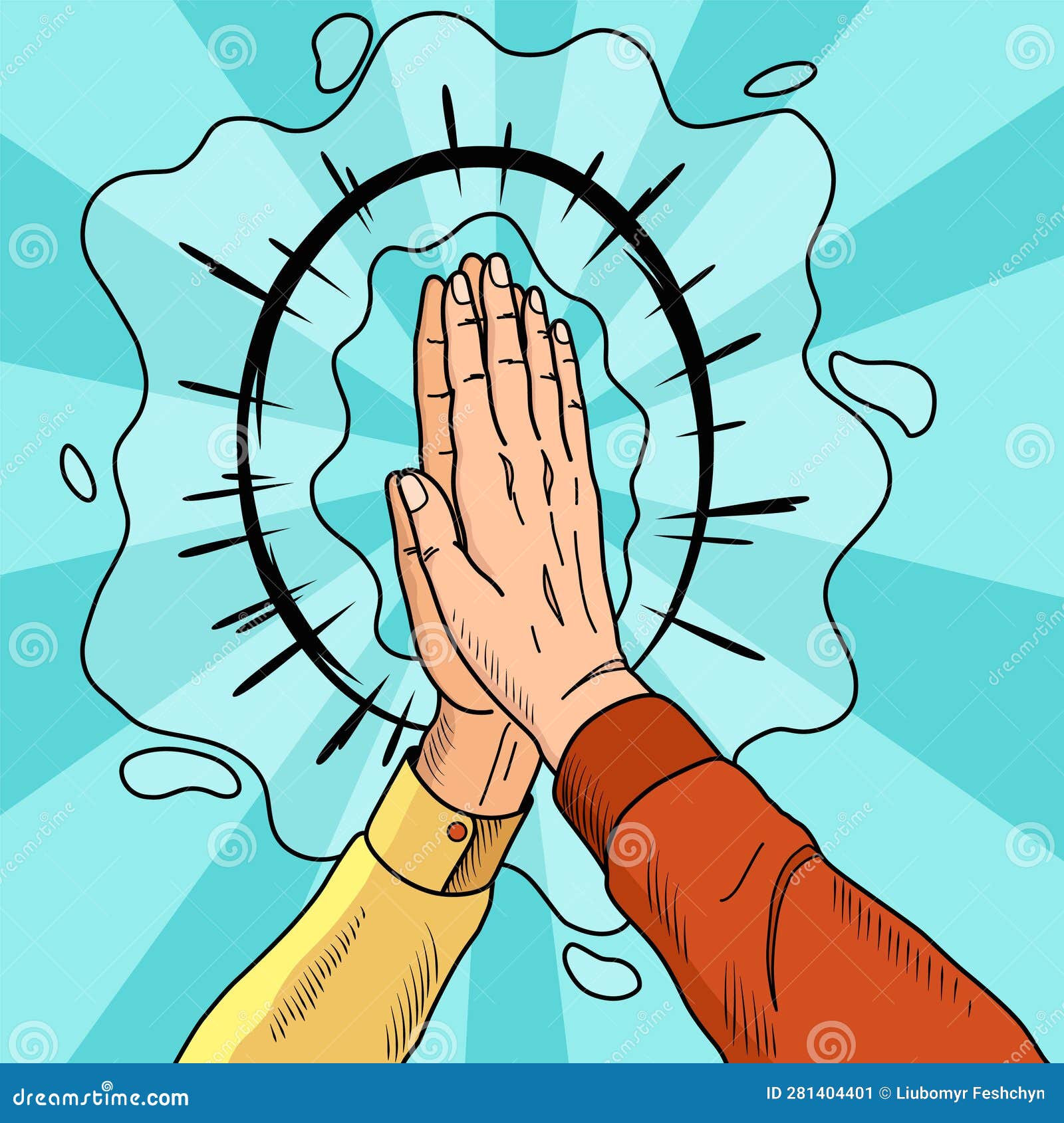 Hands high five pop art Royalty Free Vector Image