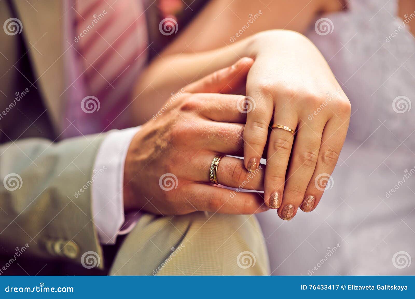 Hands of the Groom and the Bride with Wedding Rings Stock Image Image