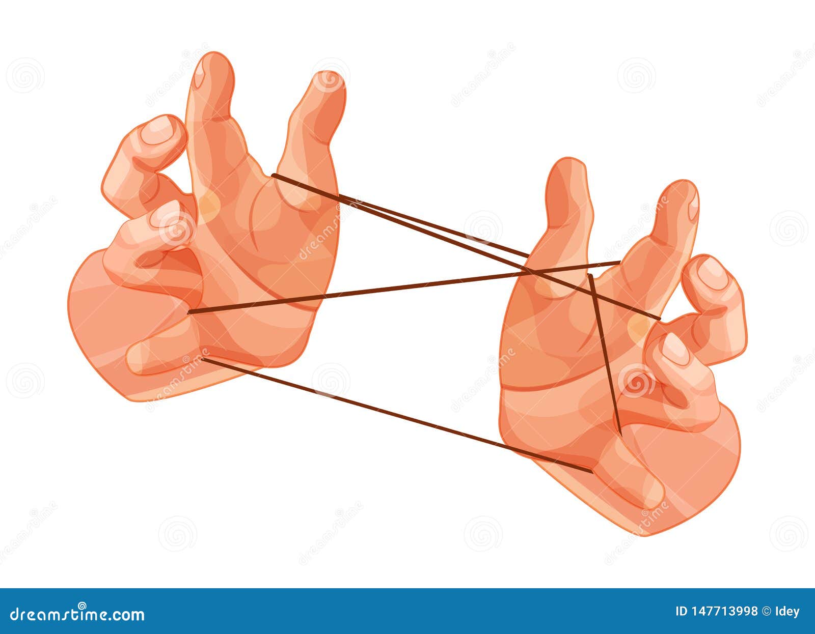 Hands Hold Game Rubber Band, Threading between the Fingers. Stock Vector -  Illustration of hand, game: 147713998