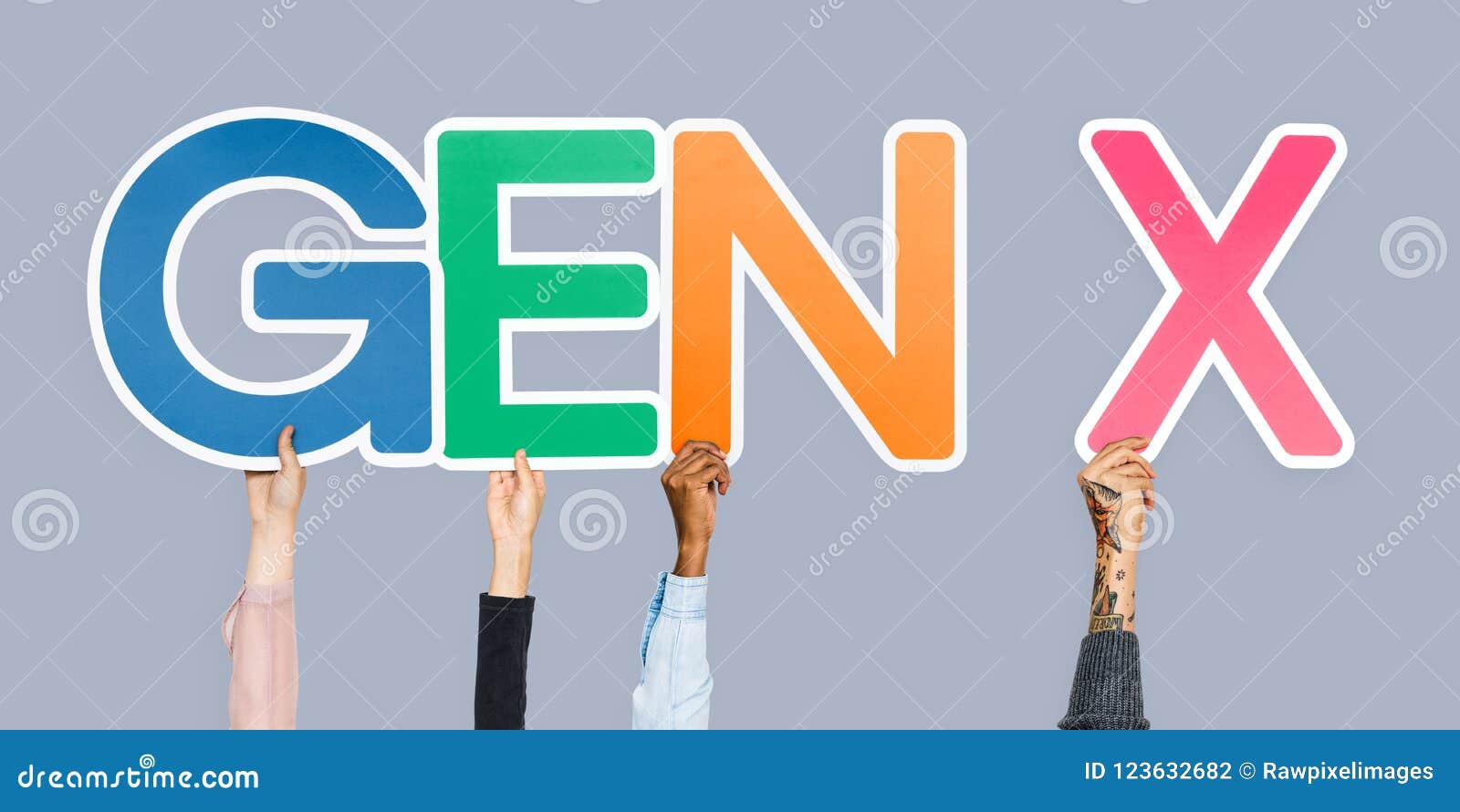 hands holding the abbreviation gen x