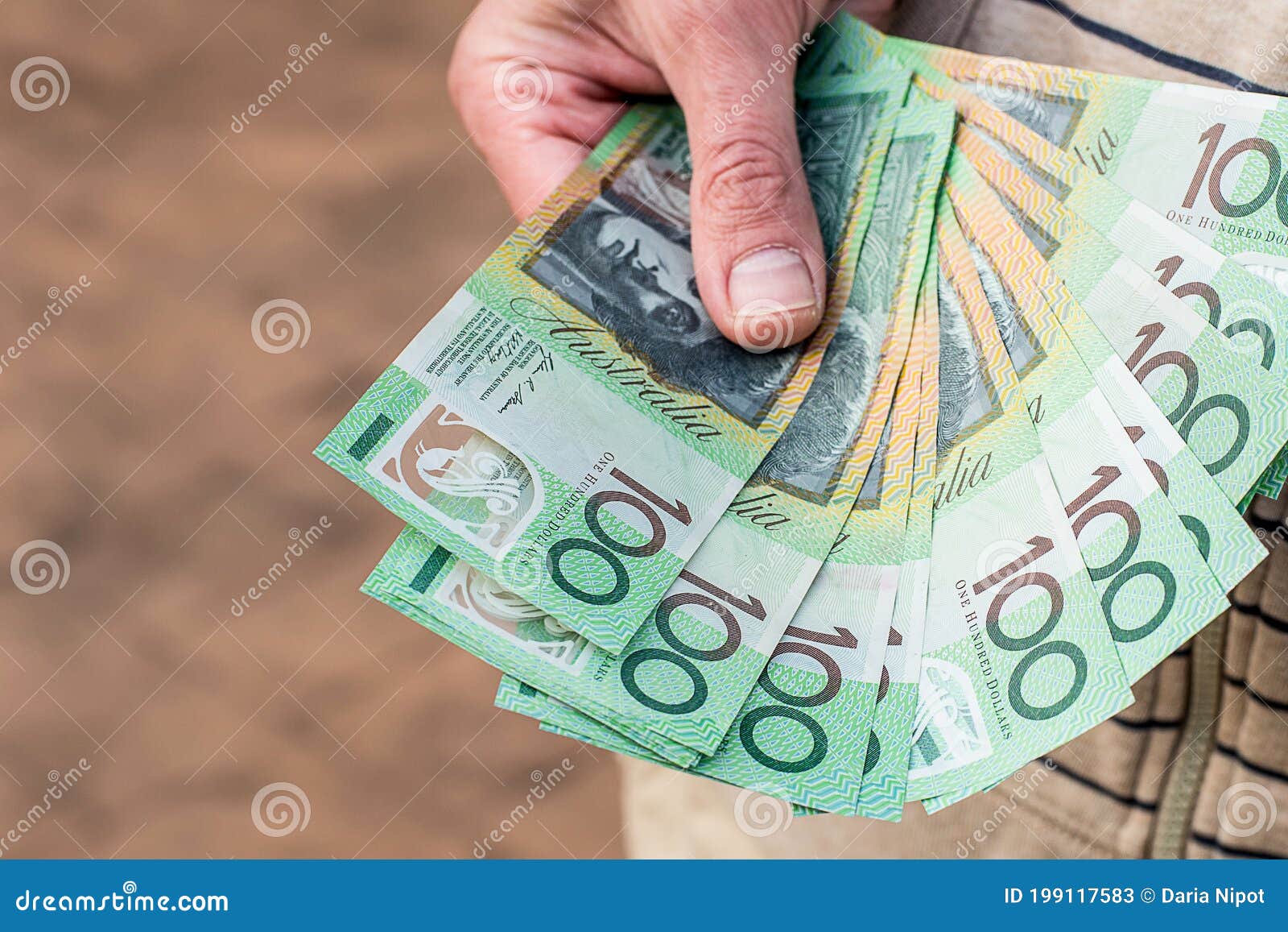 Hands Australian Dollars 100 Banknotes. Finance and Payment Stock Image of coronavirus, australian: 199117583