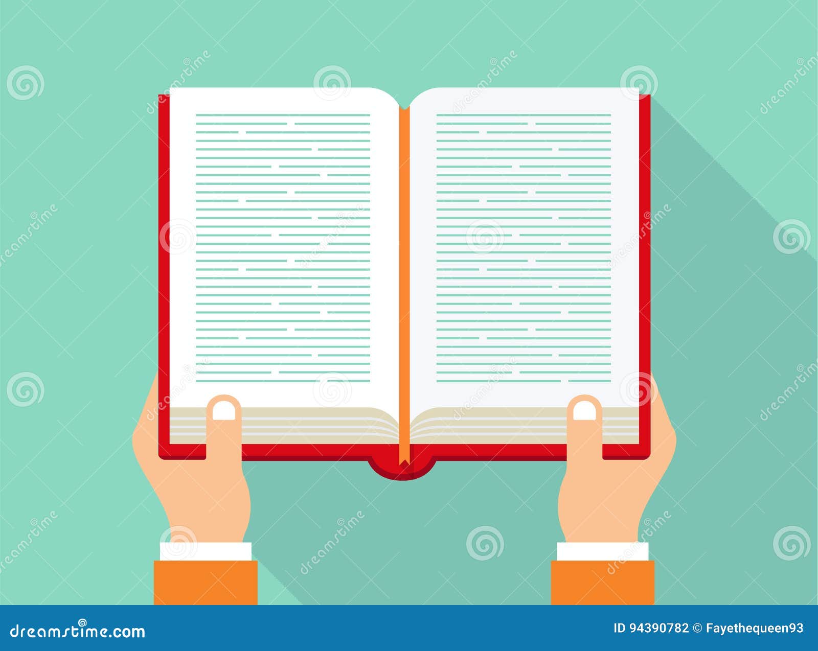 Icon of an open book. Hands holding an open book - vector image